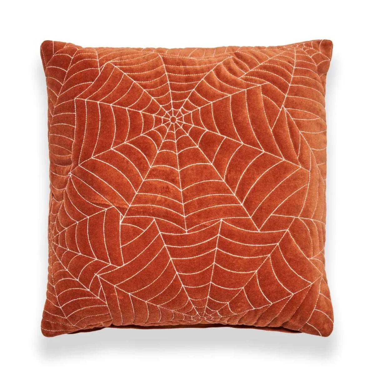 Cobweb Quilted Web Stitch Cushion, Orange – image 2