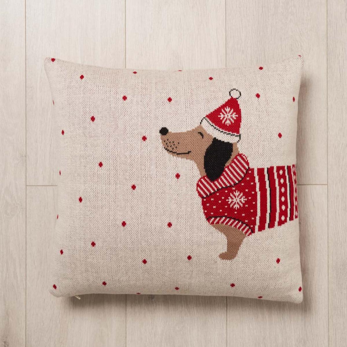 Christmas Santa Paws Cushion, White – image 4