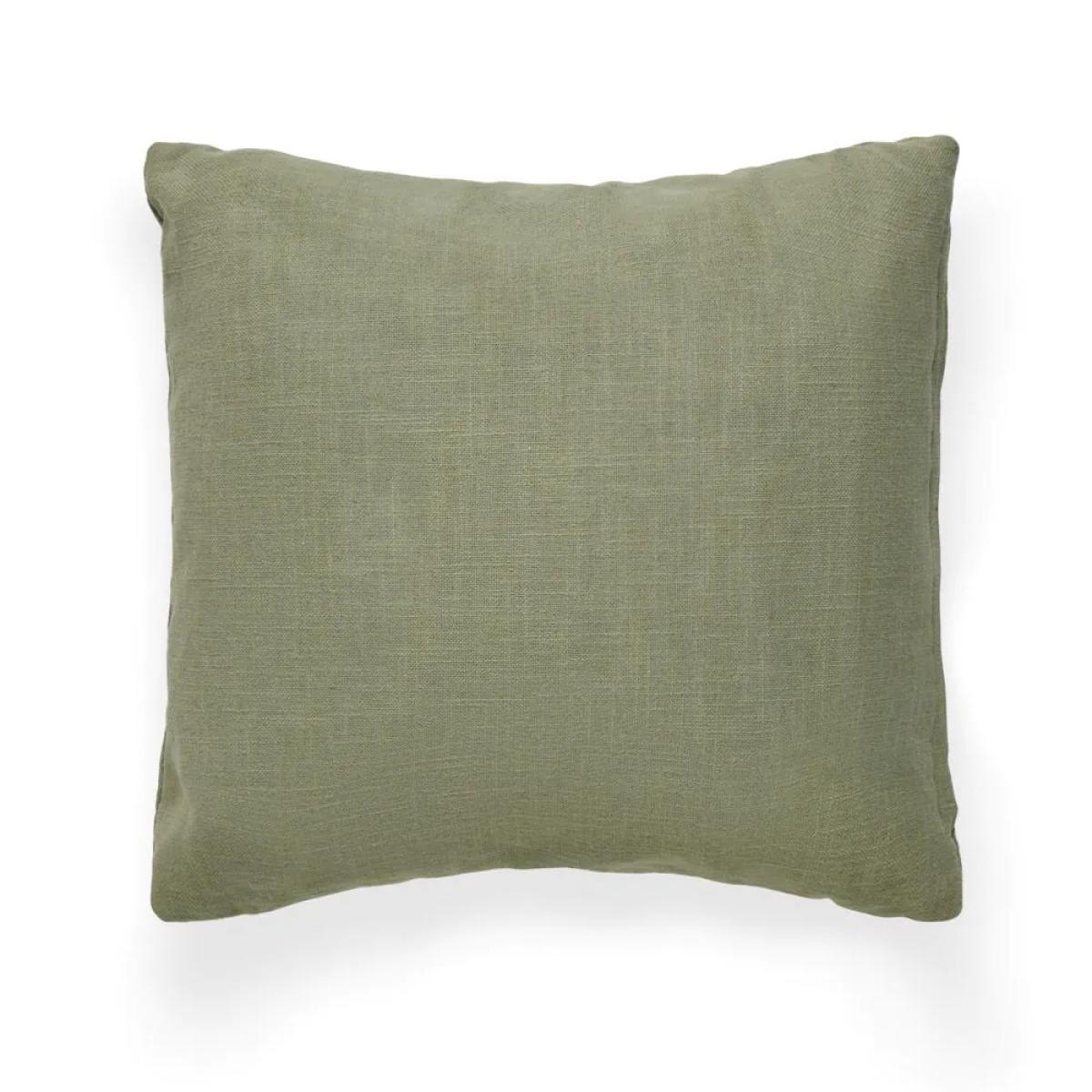 Floral Embroidered Cushion, Sage – image 3