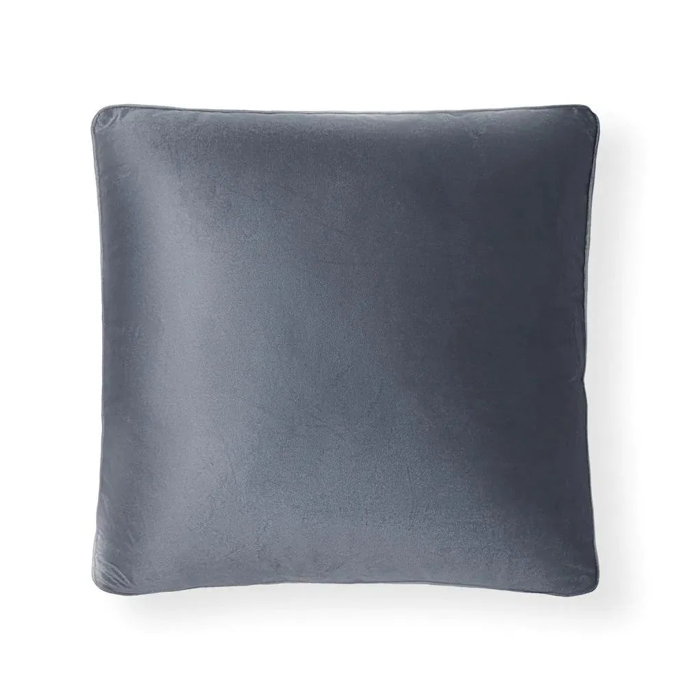 Small Velour Piped Cushion, Silver – image 2