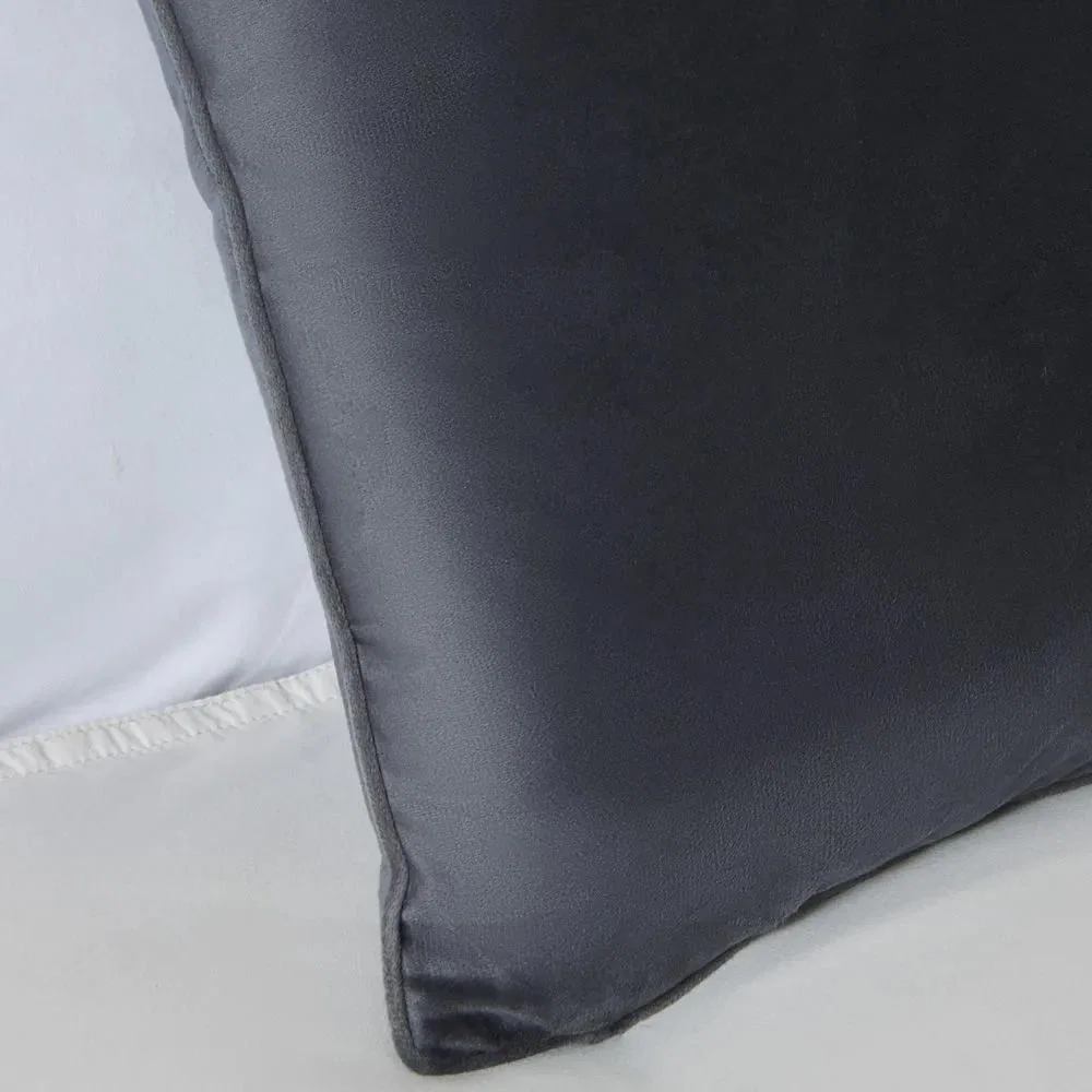 Small Velour Piped Cushion, Silver – image 3