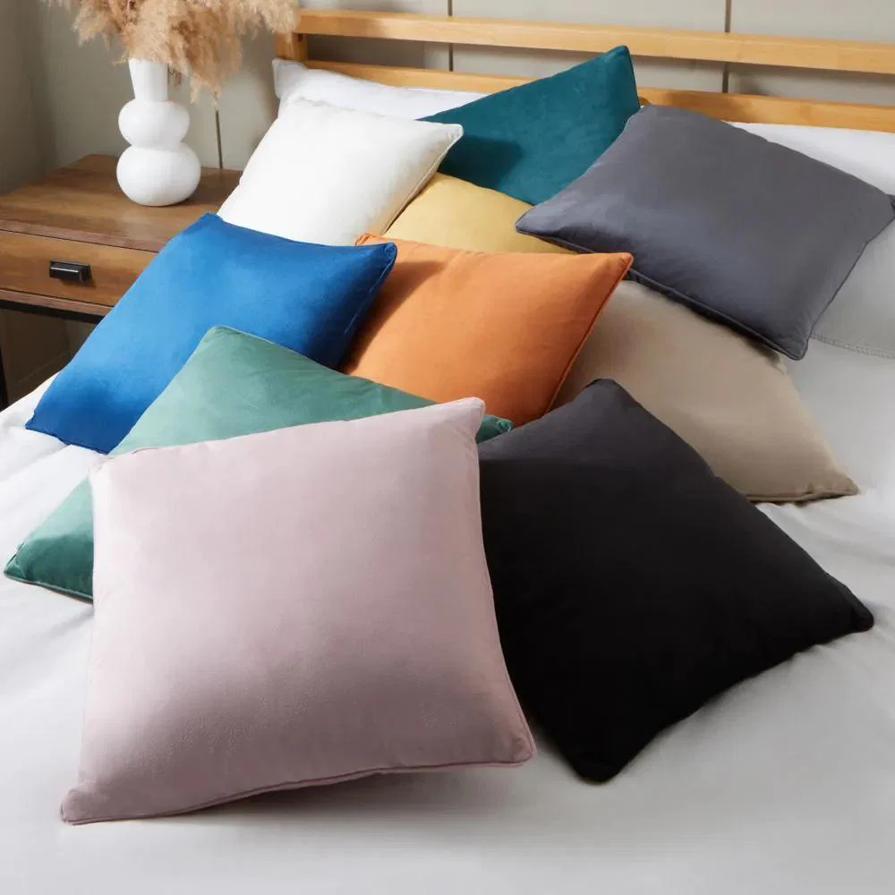 Small Velour Piped Cushion, Silver – image 4