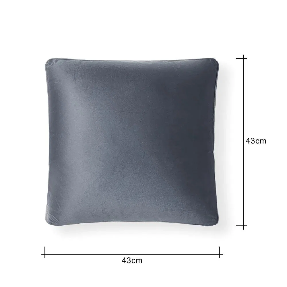 Small Velour Piped Cushion, Silver – image 5