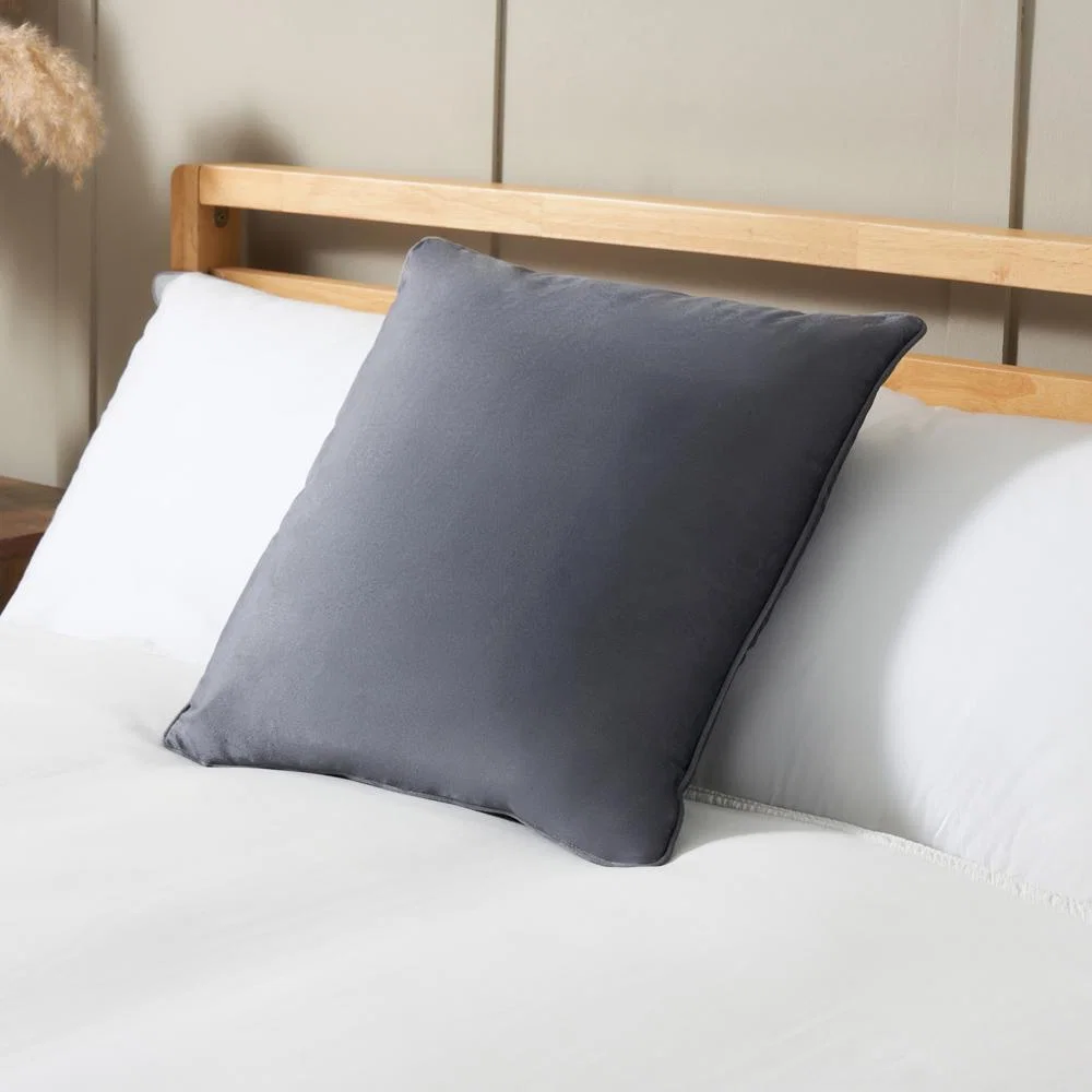 Small Velour Piped Cushion, Silver – image 1