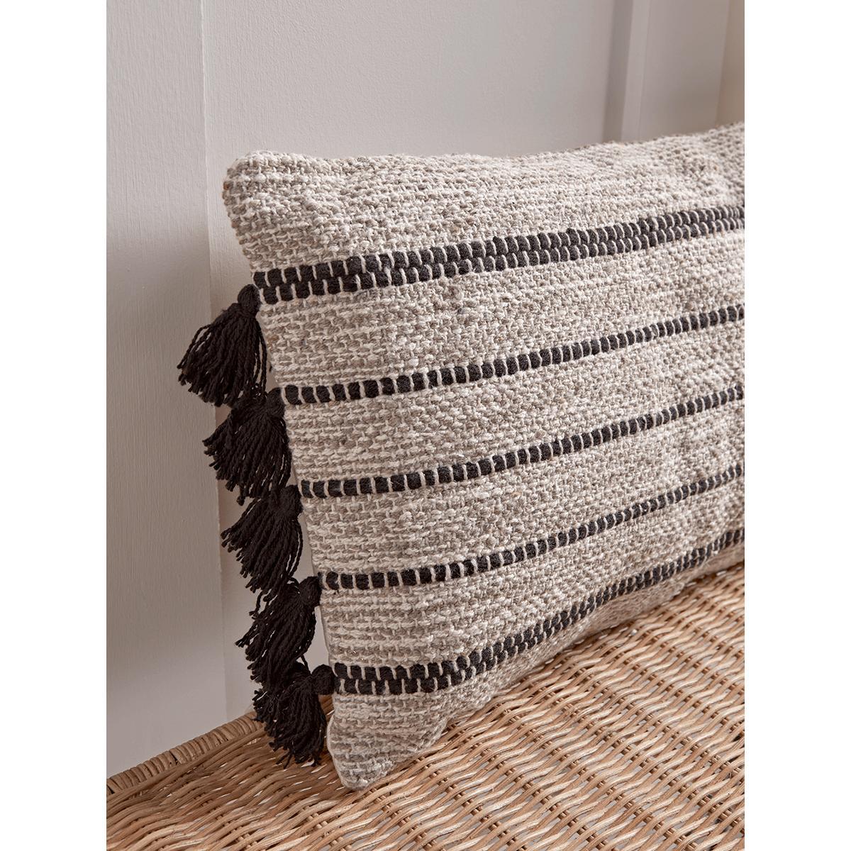 NEW Woven Striped Tasseled Cushion – image 2