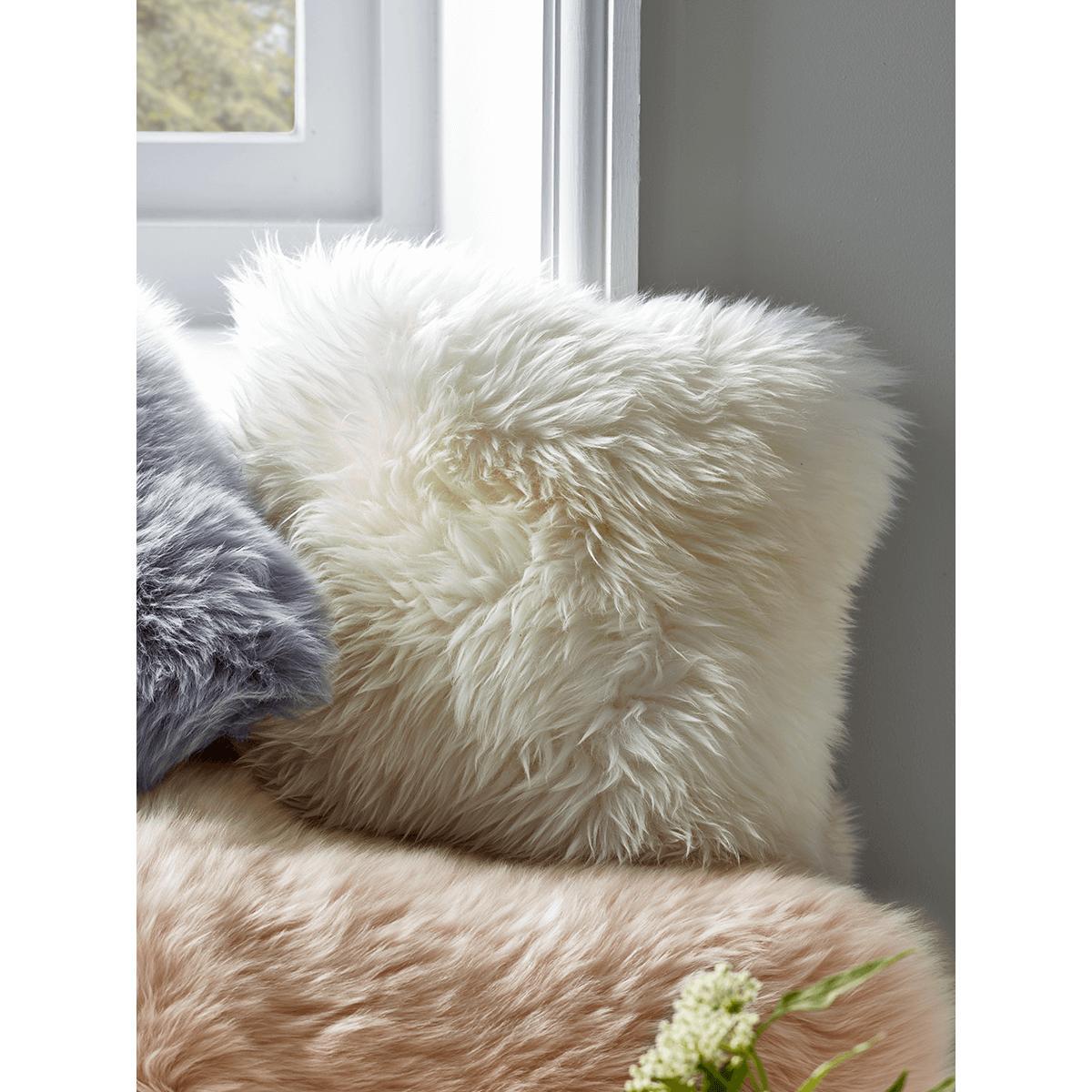Sumptuous Sheepskin & Suede Cushion - Ivory