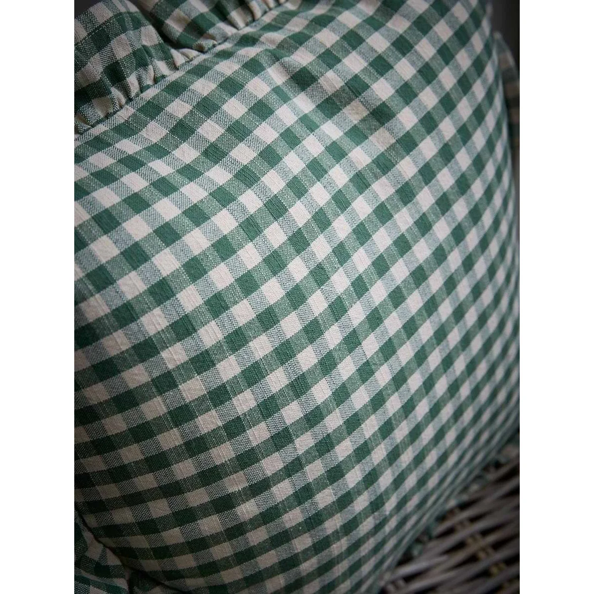 Gingham Ruffle Square Cushion -Green – image 3
