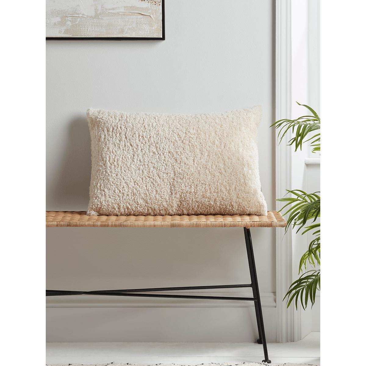 NEW Rectangle Teddy Cushion - Ivory – image 1