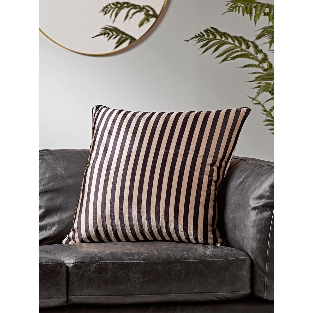 NEW Black & Gold Striped Cushion – image 1