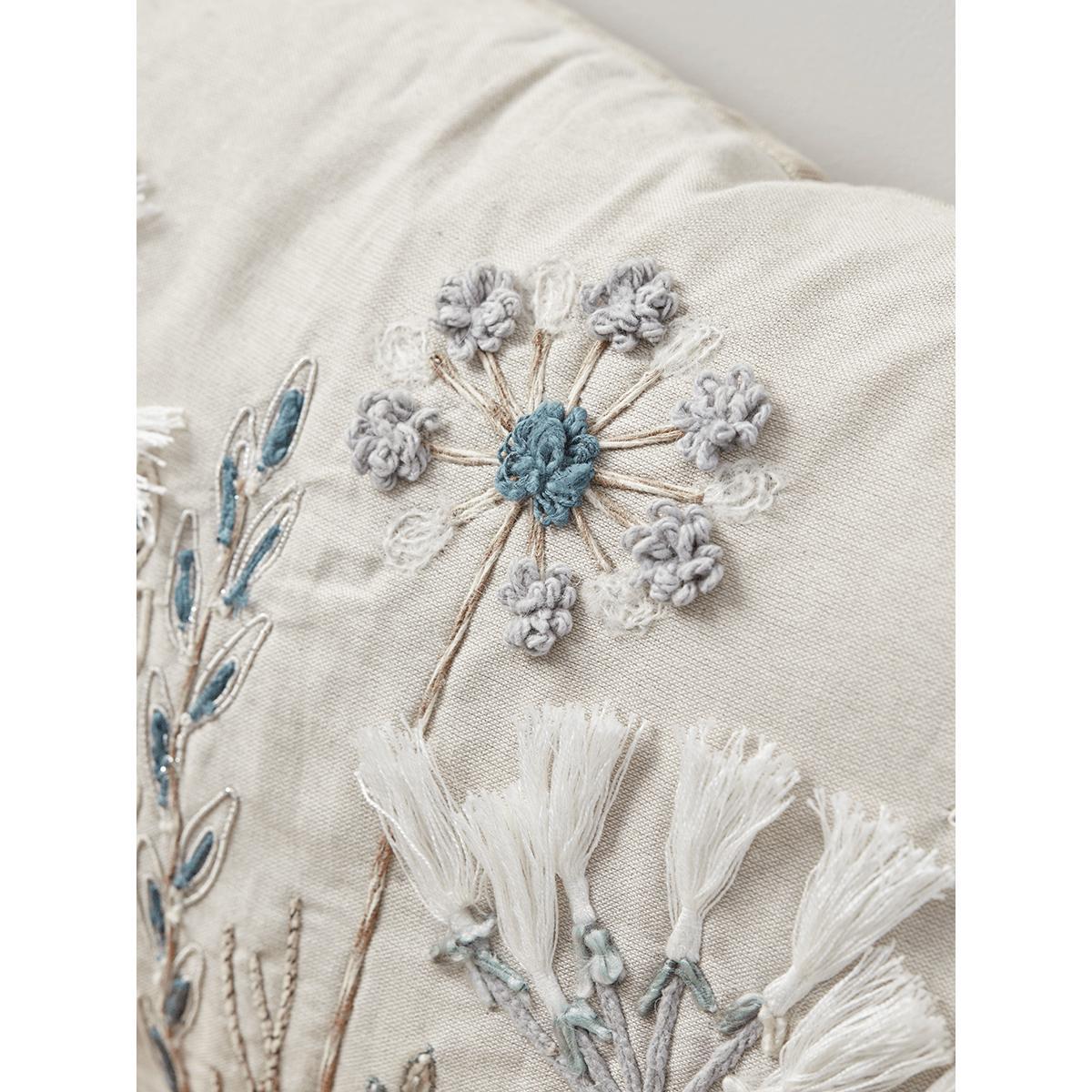 Embroidered Flowers Cushion – image 3