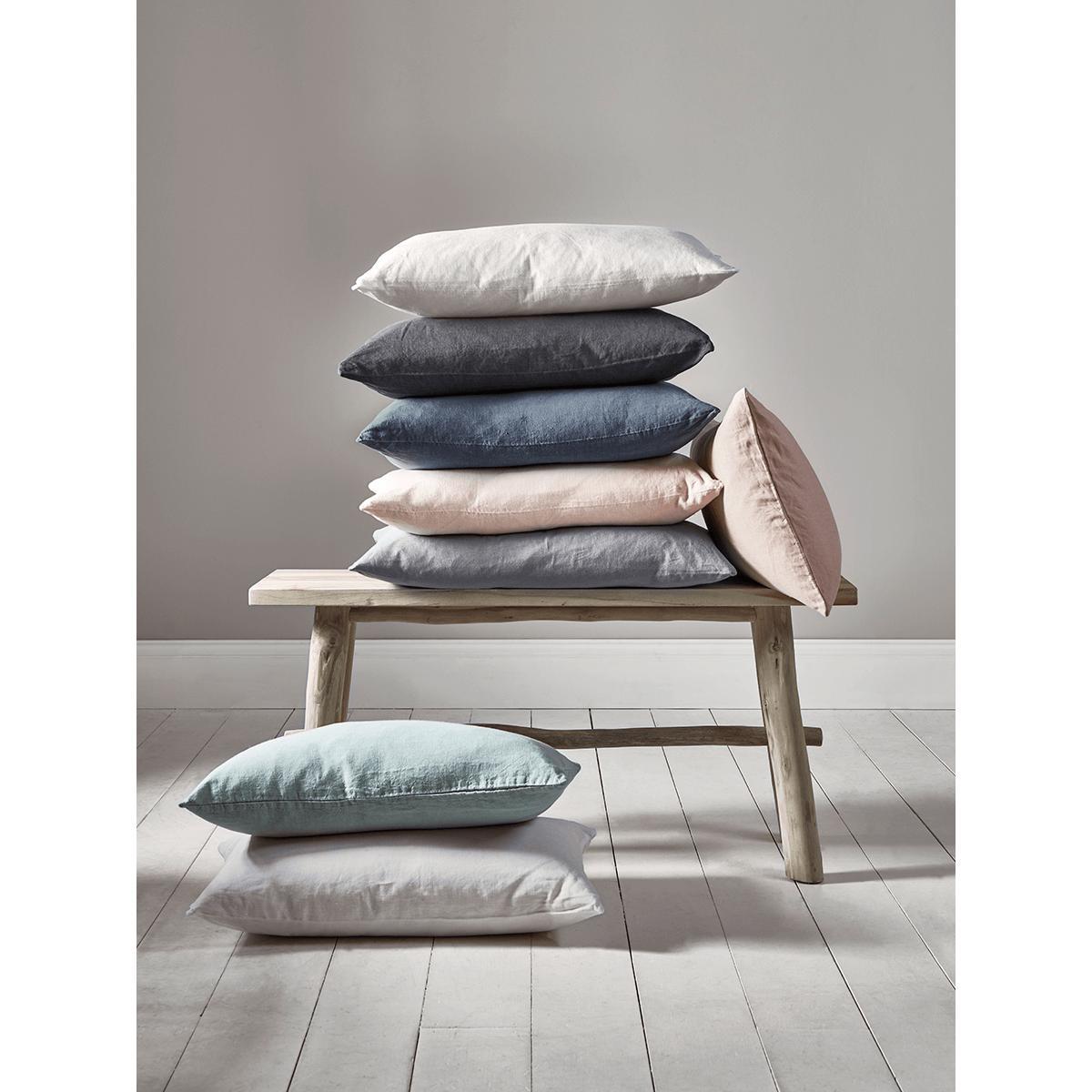 Washed Linen Rectangular Cushion - Soft Indigo – image 2