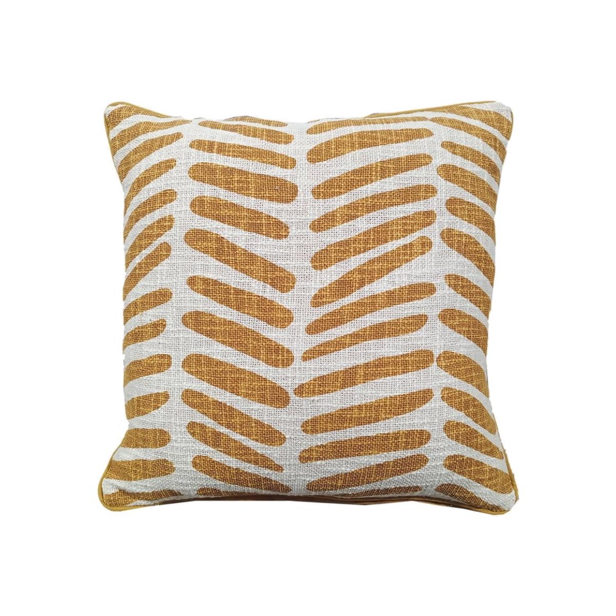 Graphic Lines Print Cushion, Mustard Yellow