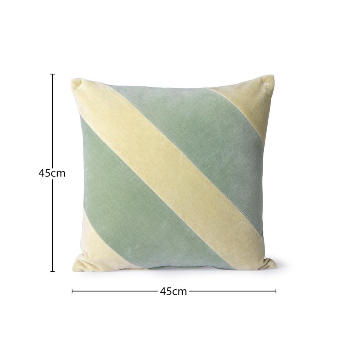 HKliving Striped Velvet Cushion, Mint & Green – image 4