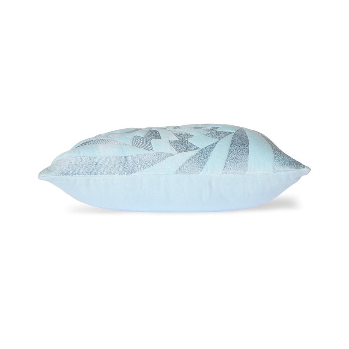 HKliving Graphic Embroidered Cushion, Ice Blue – image 3