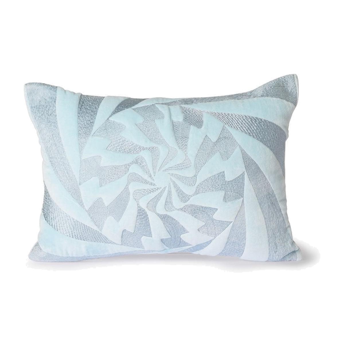 HKliving Graphic Embroidered Cushion, Ice Blue – image 1