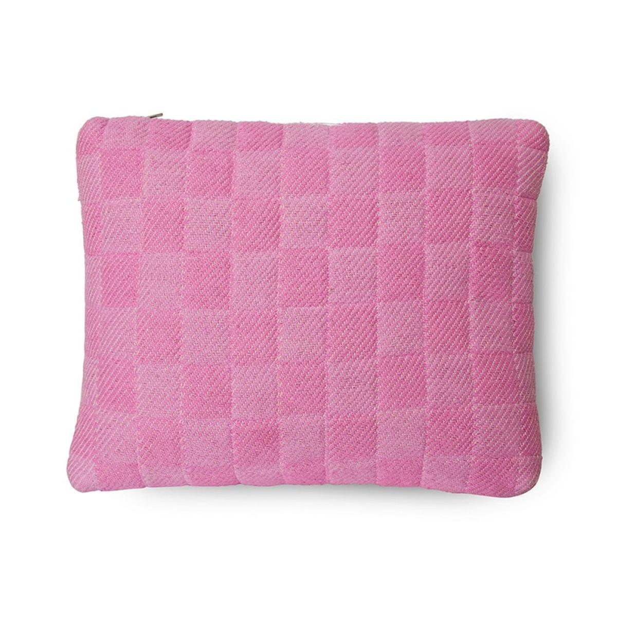 HKliving Checkered Woven Cushion, Grapefruit – image 3