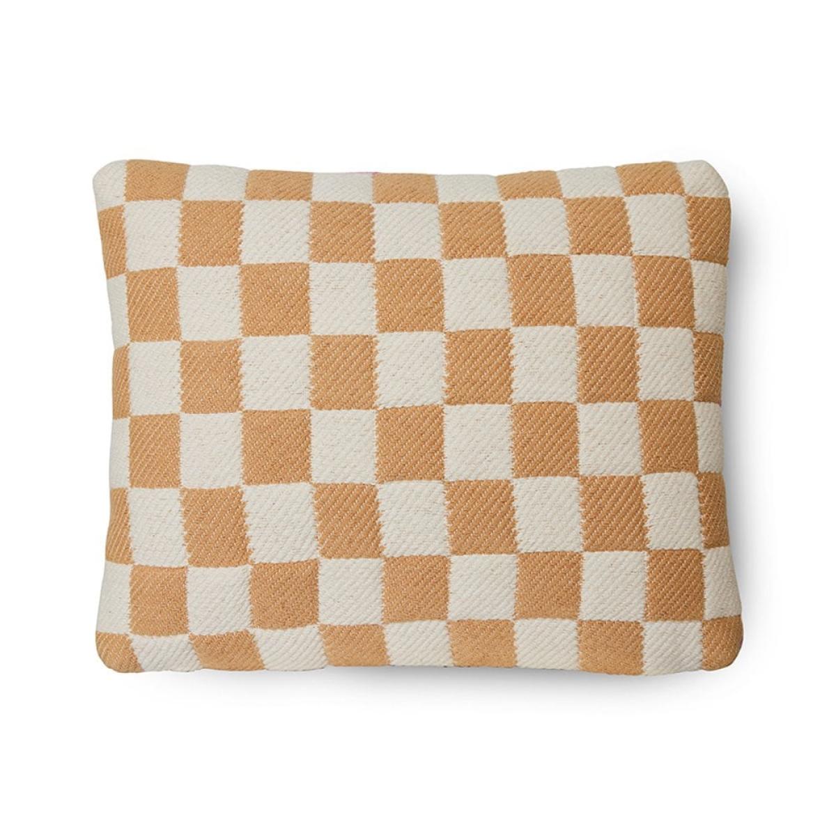 HKliving Checkered Woven Cushion, Grapefruit – image 4