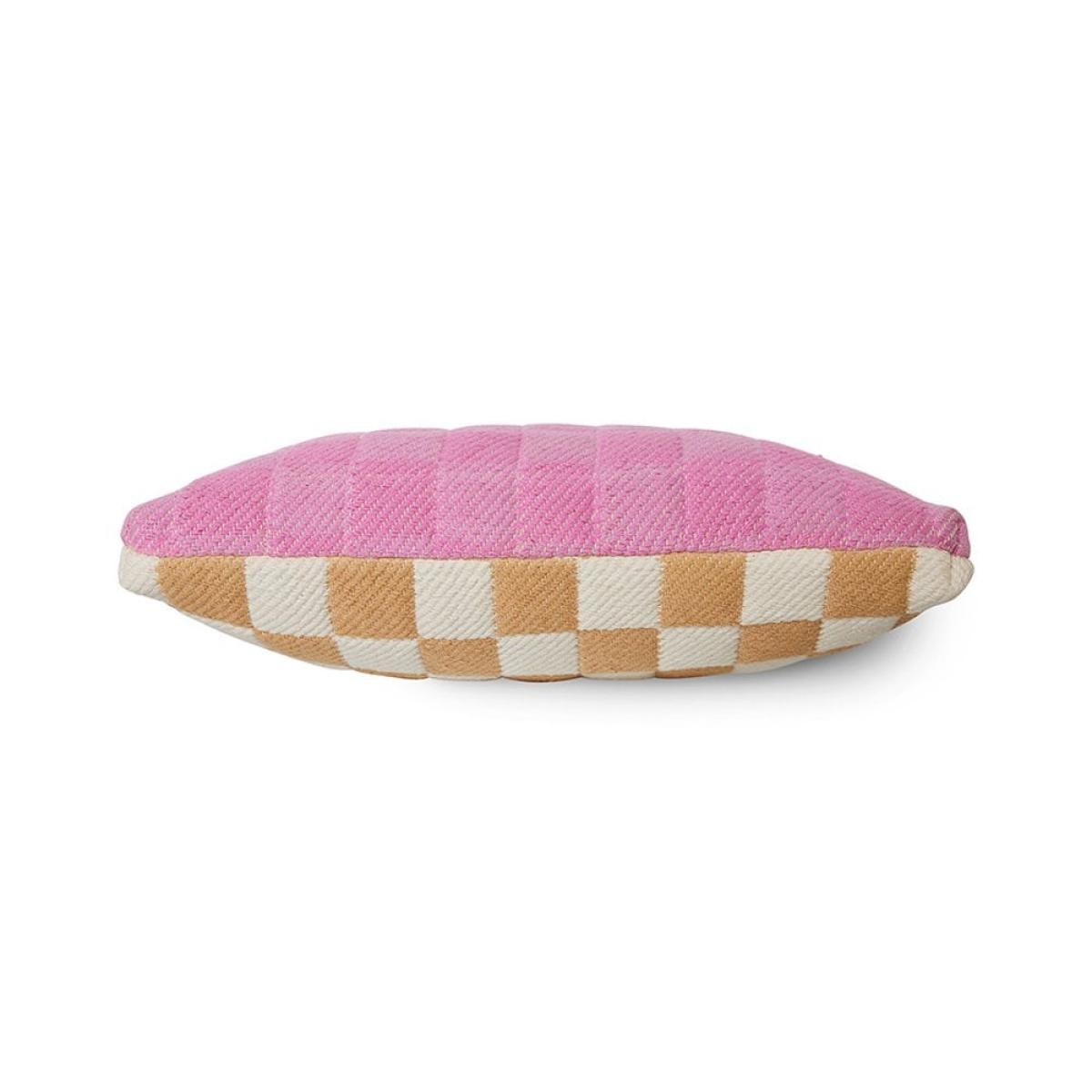 HKliving Checkered Woven Cushion, Grapefruit – image 5