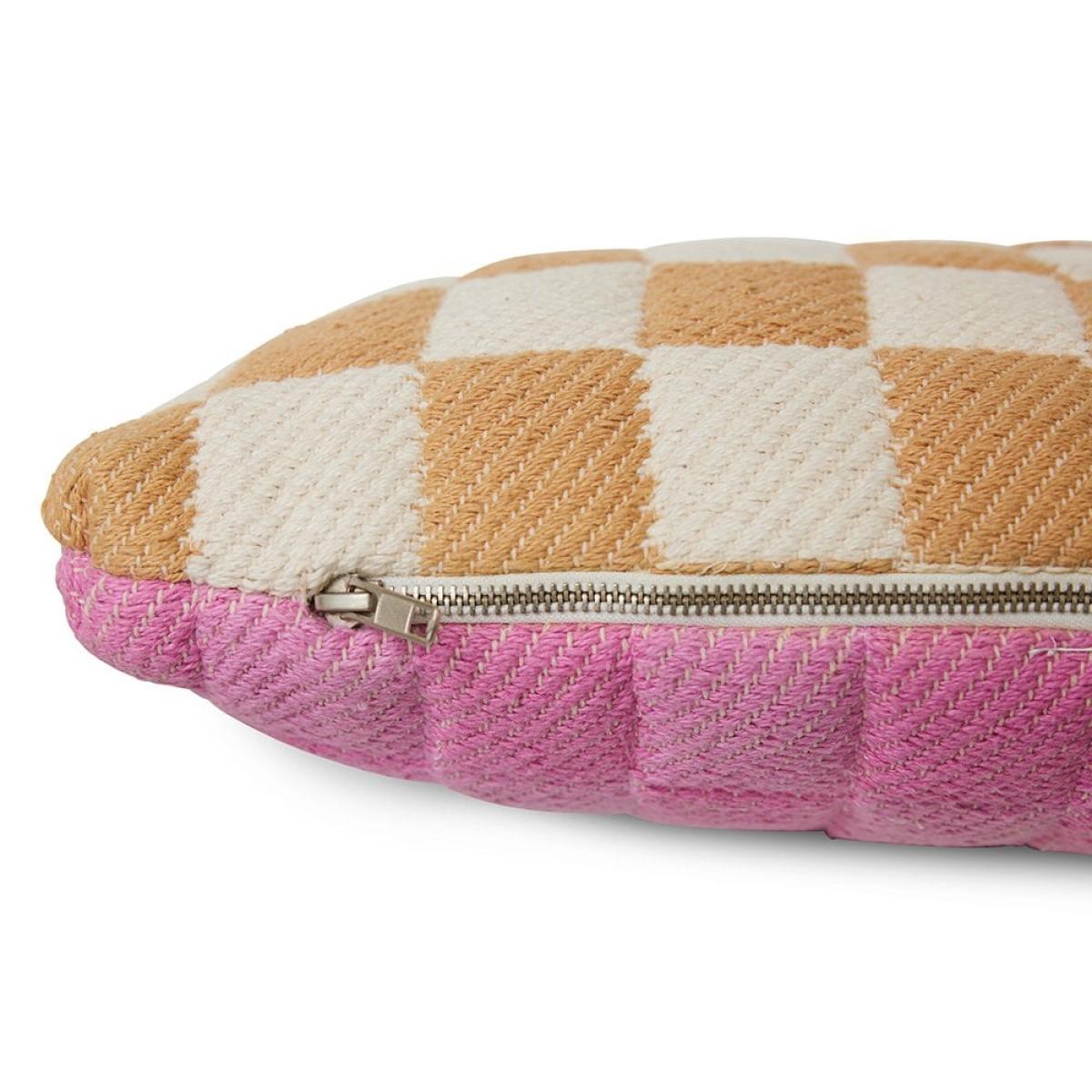 HKliving Checkered Woven Cushion, Grapefruit – image 6