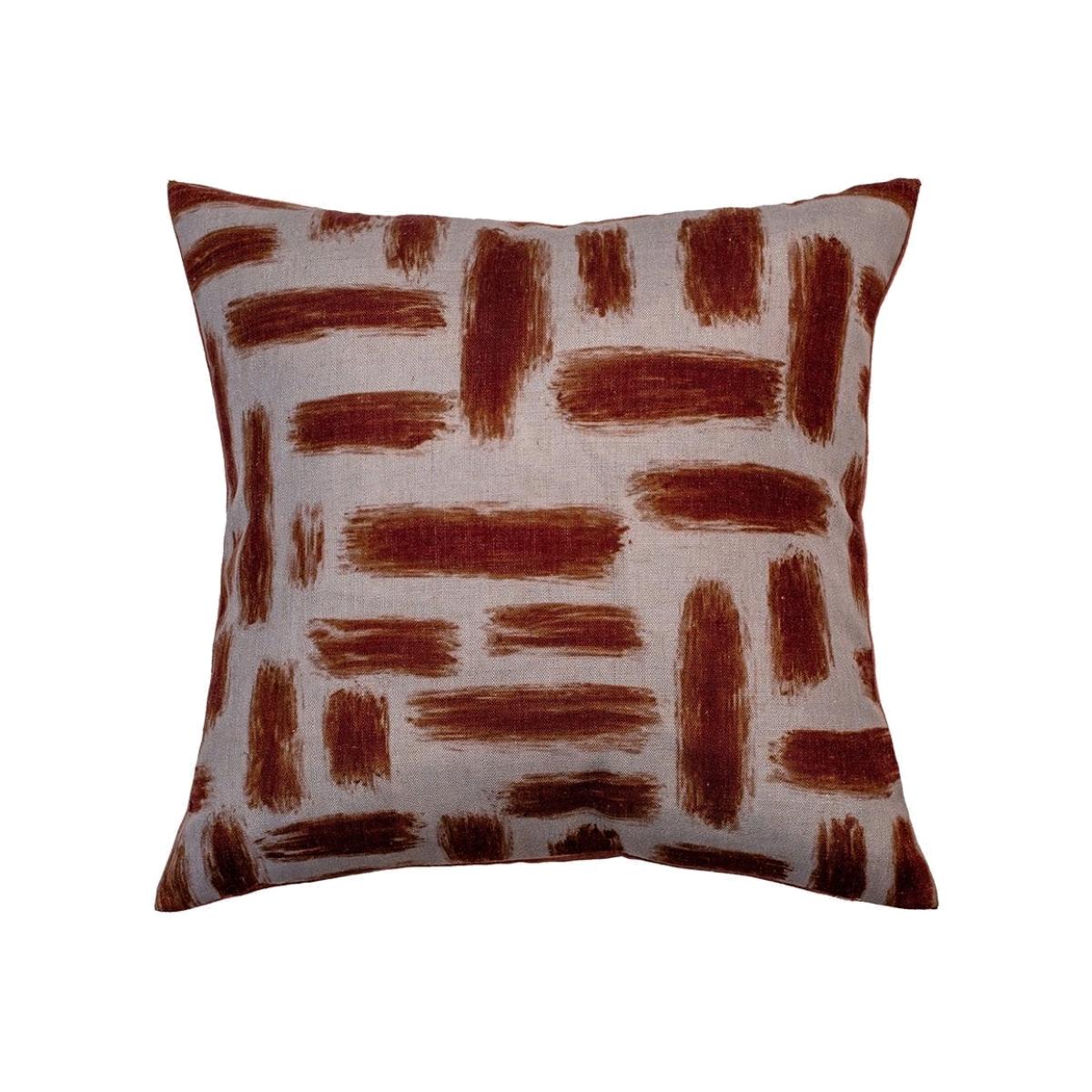 Brush Lines Abstract Cushion, Rust Orange – image 1
