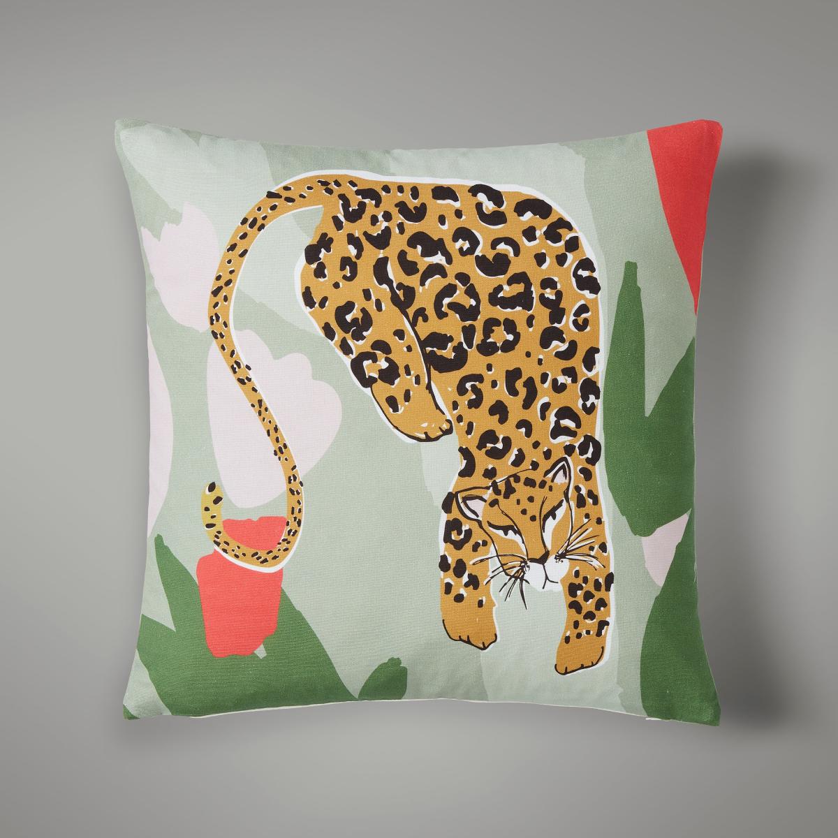 Elements Leopard Cushion Yellow/Green/White – image 1