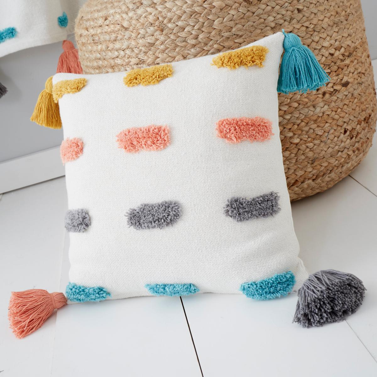 Tufted Dashes Cushion MultiColoured