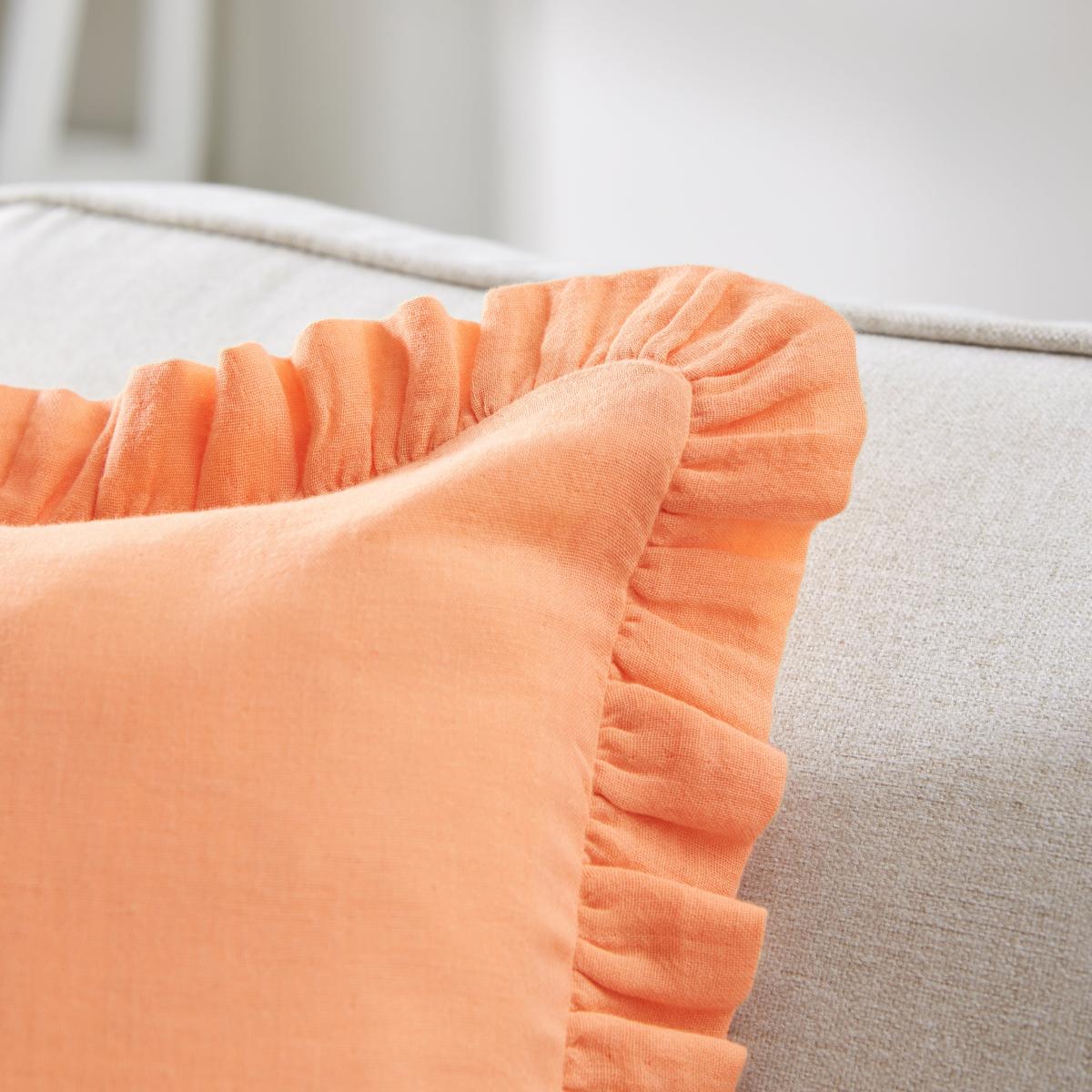 Frilled Gauze Square Cushion Apricot – image 2