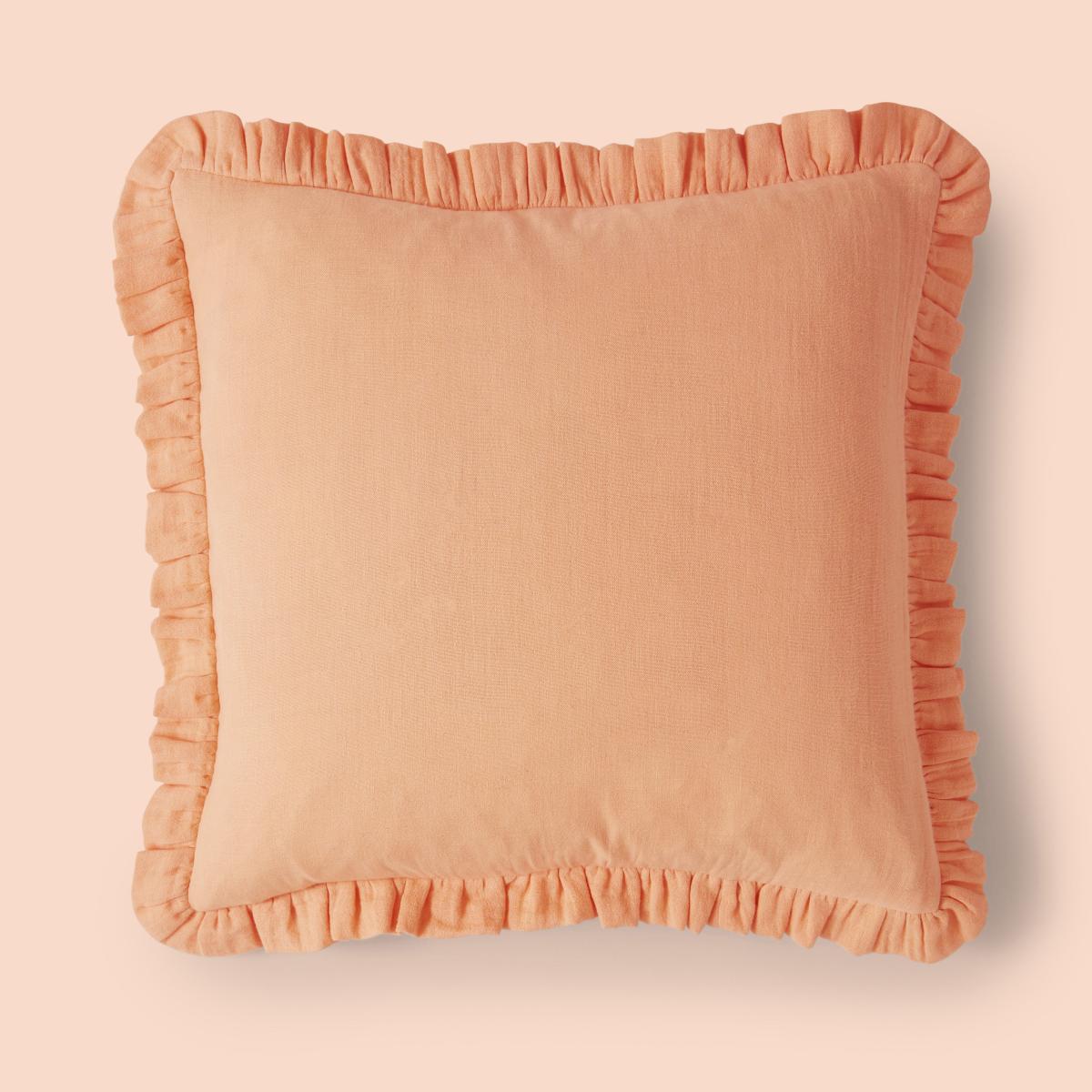 Frilled Gauze Square Cushion Apricot – image 3