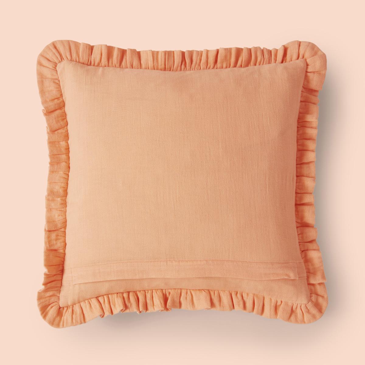 Frilled Gauze Square Cushion Apricot – image 4
