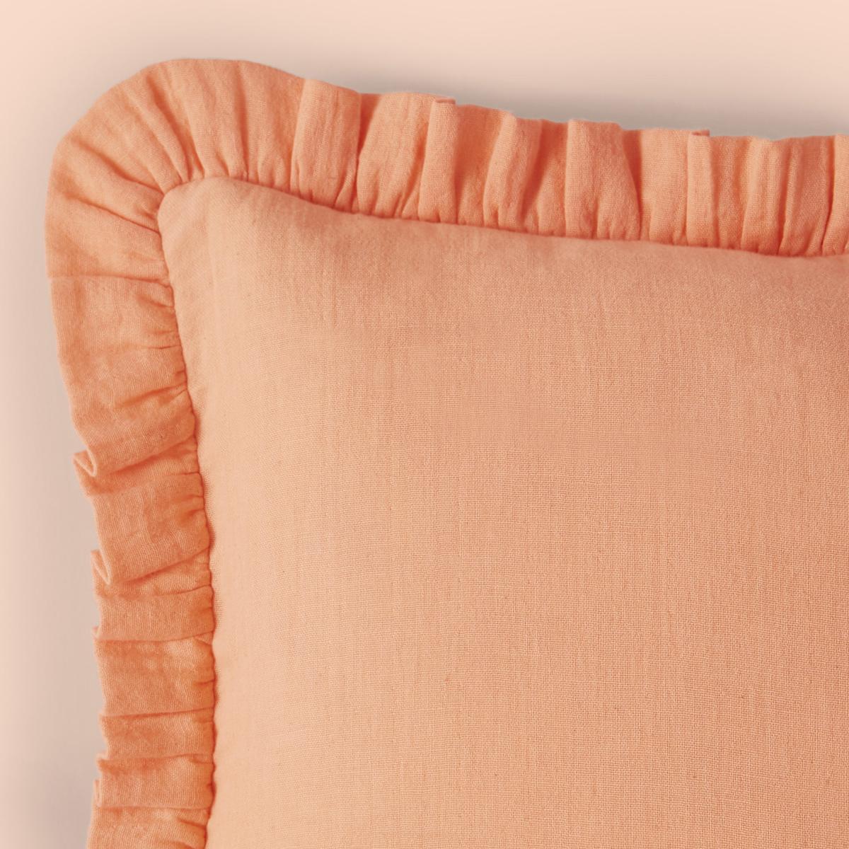 Frilled Gauze Square Cushion Apricot – image 5