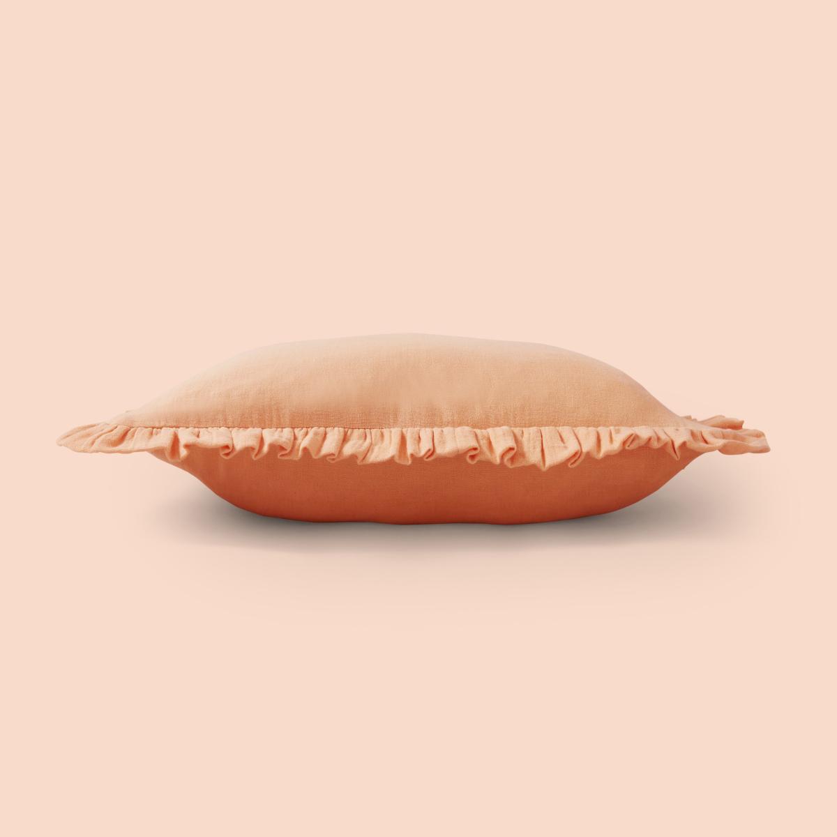 Frilled Gauze Square Cushion Apricot – image 6