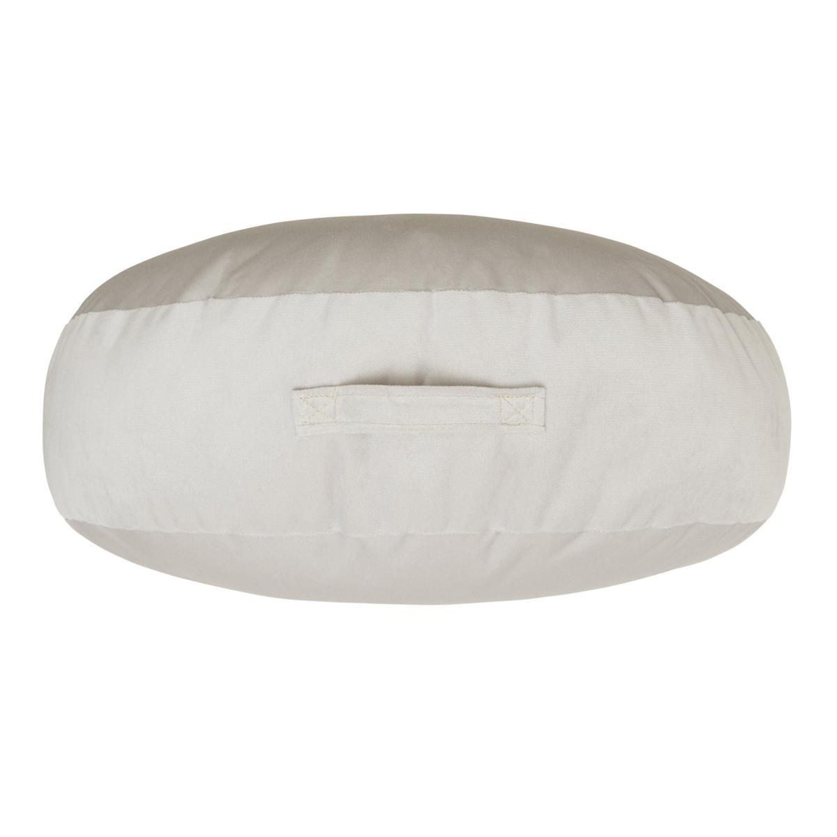Shiny Velour Ecru Floor Cushion Brown and White – image 2