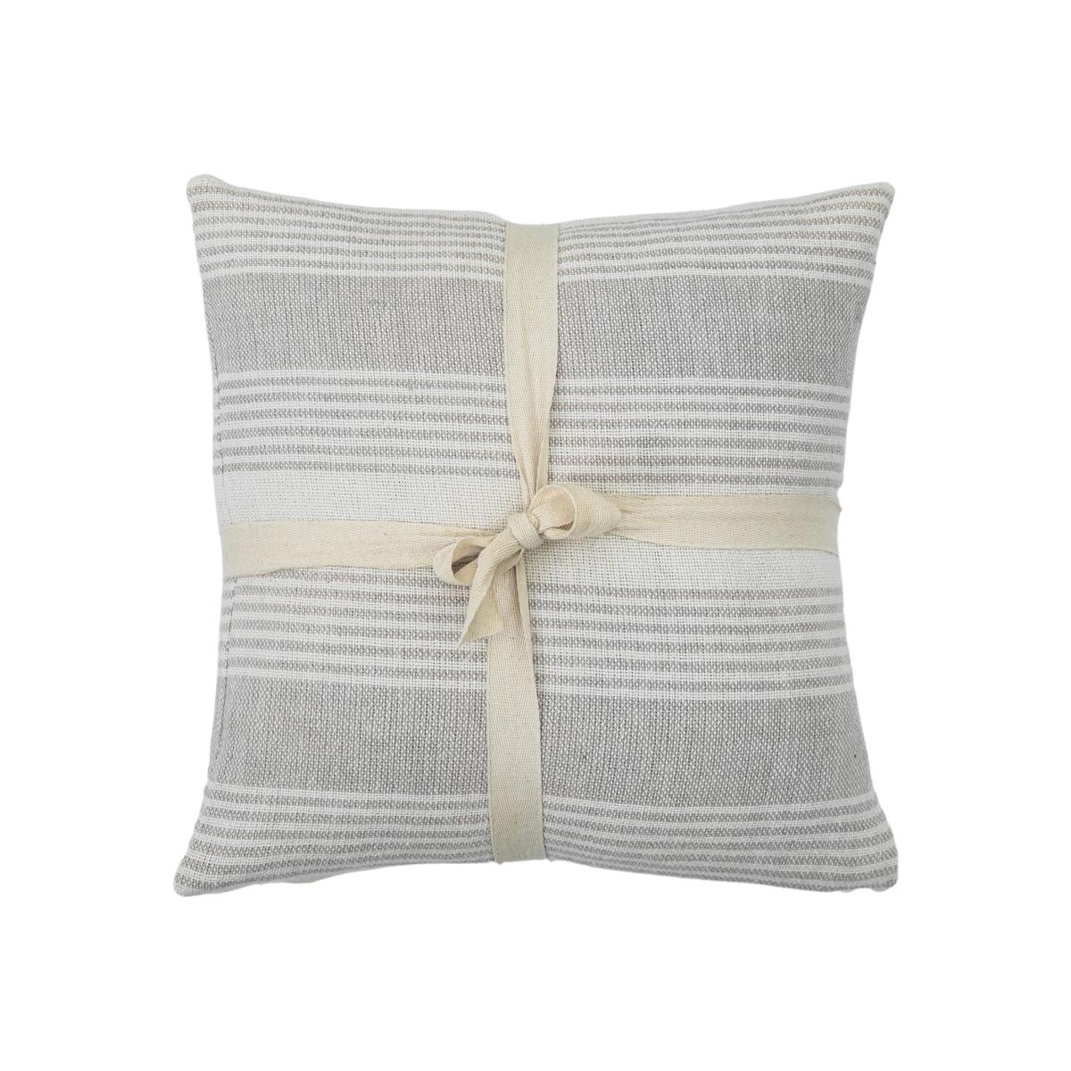 Simply Green Recycled Cotton Stripe Cushion Grey – image 1
