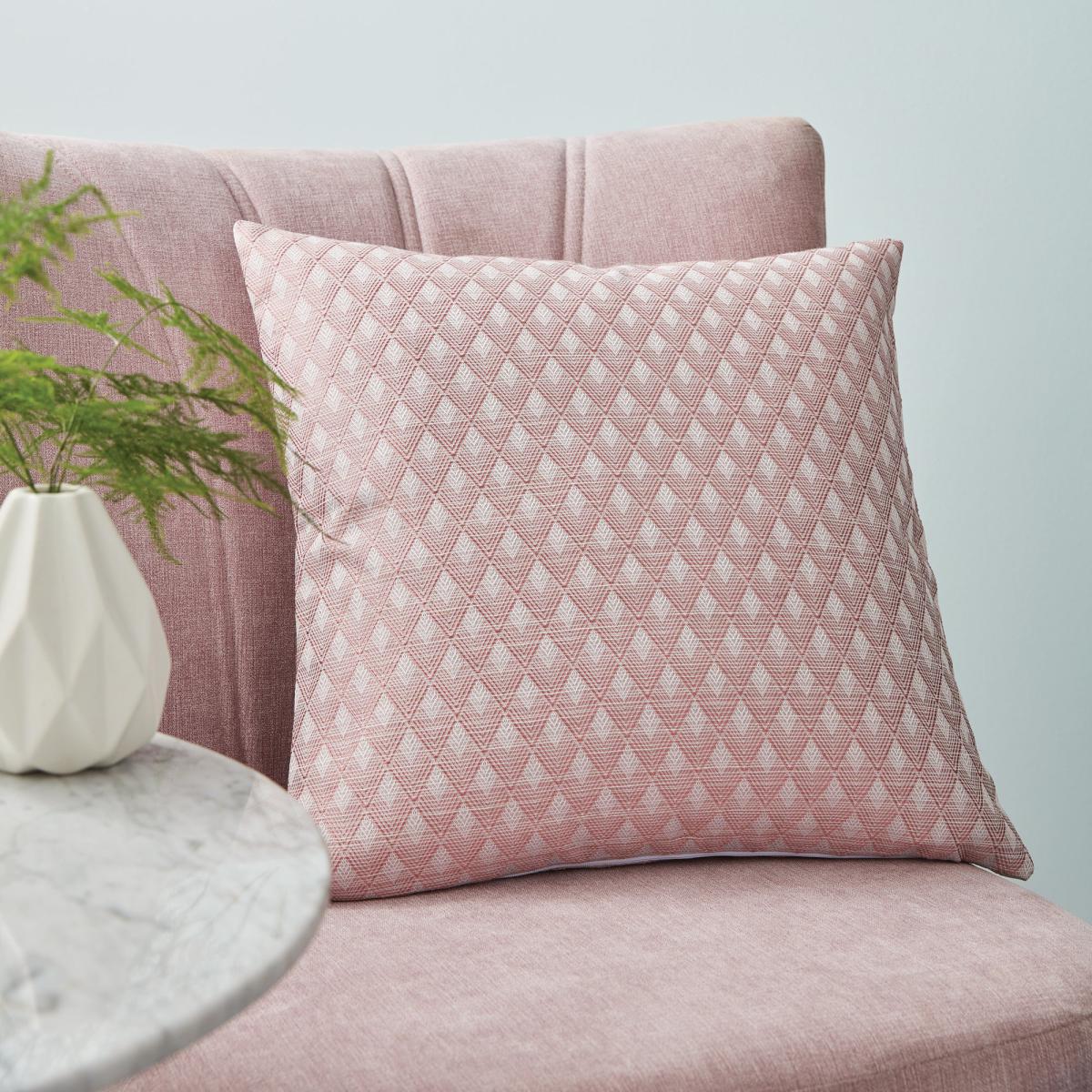 Deco Geo Rose Cushion Cover Pink and White – image 1