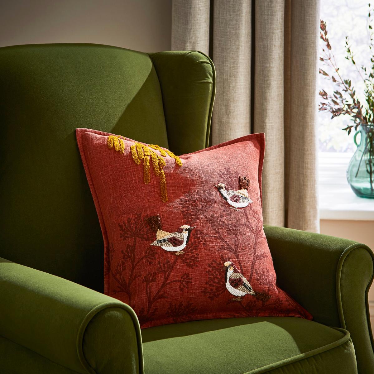 House Sparrow Cushion Orange Umber – image 1