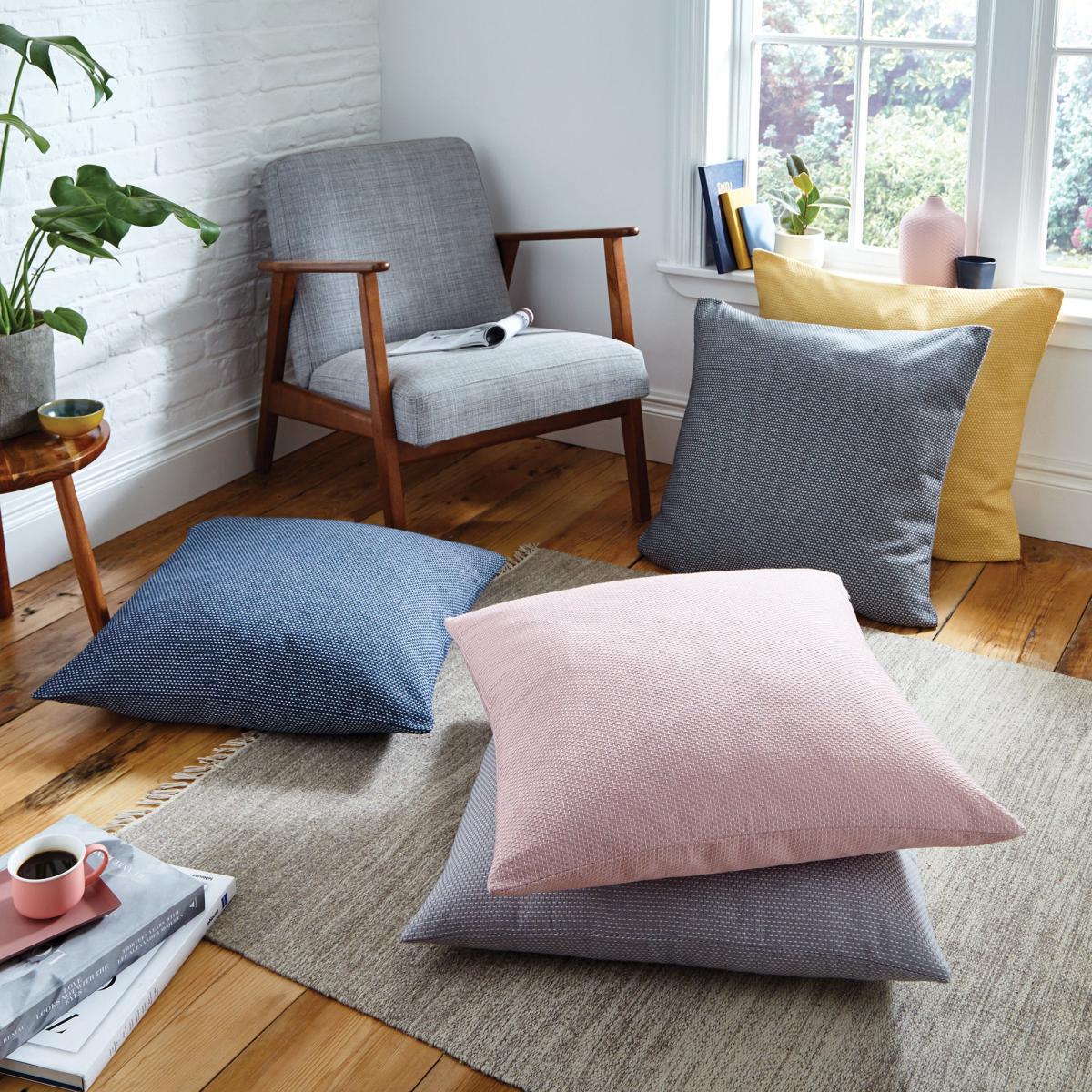Easton Dobby Grey Floor Cushion Grey – image 5