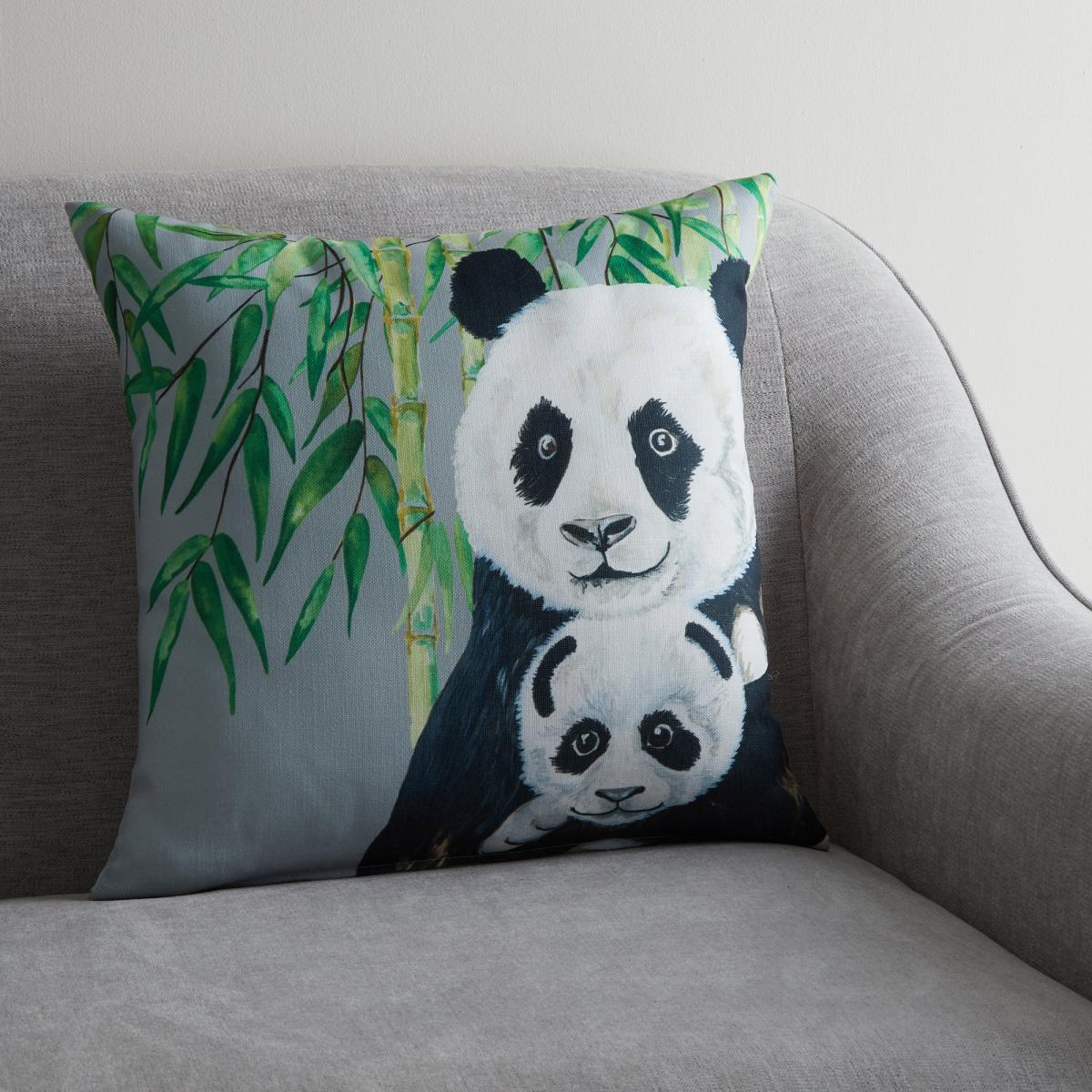 Panda Jungle Print Cushion MultiColoured – image 1