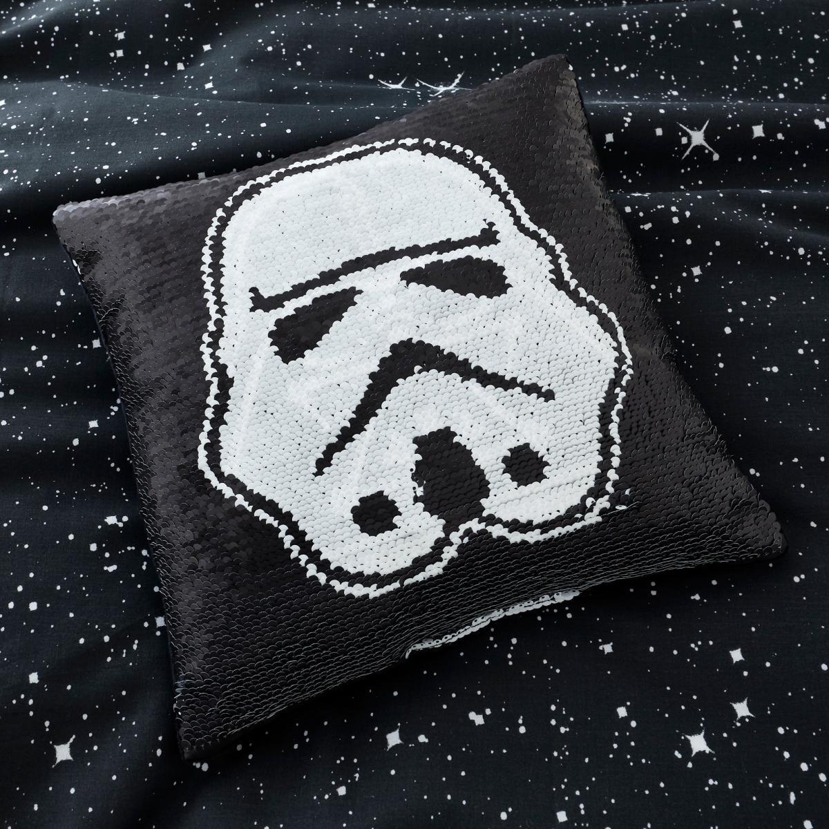 Star Wars Stormtrooper Reversible Sequin Cushion Black and white – image 1