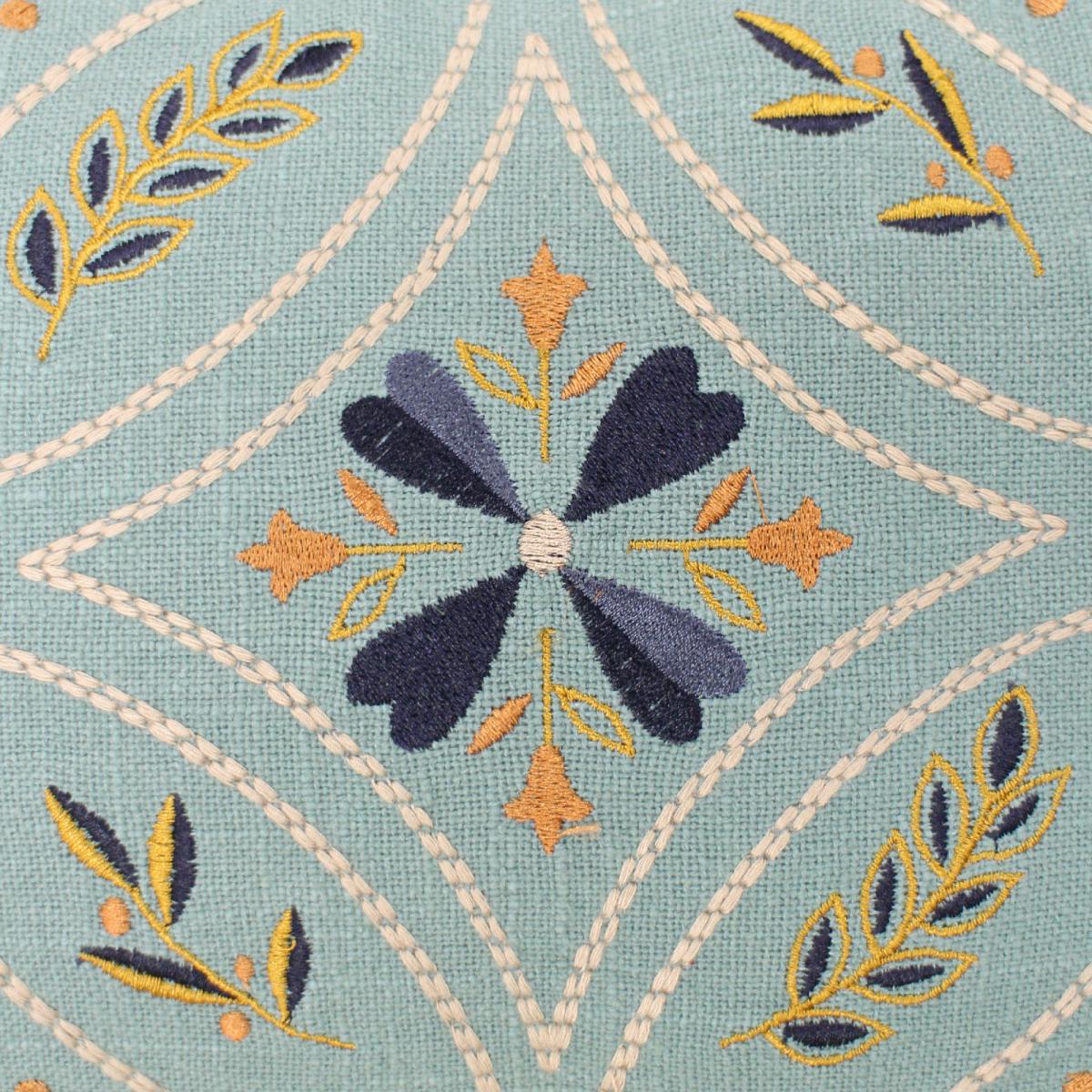 Harewood Cushion Blue, Yellow and Orange – image 2