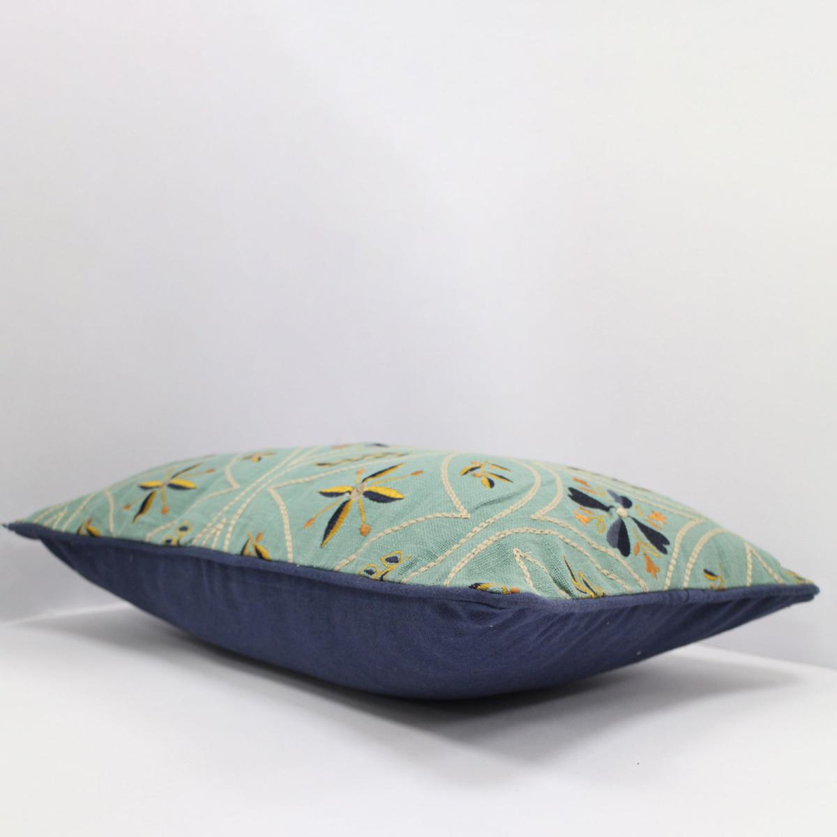 Harewood Cushion Blue, Yellow and Orange – image 3