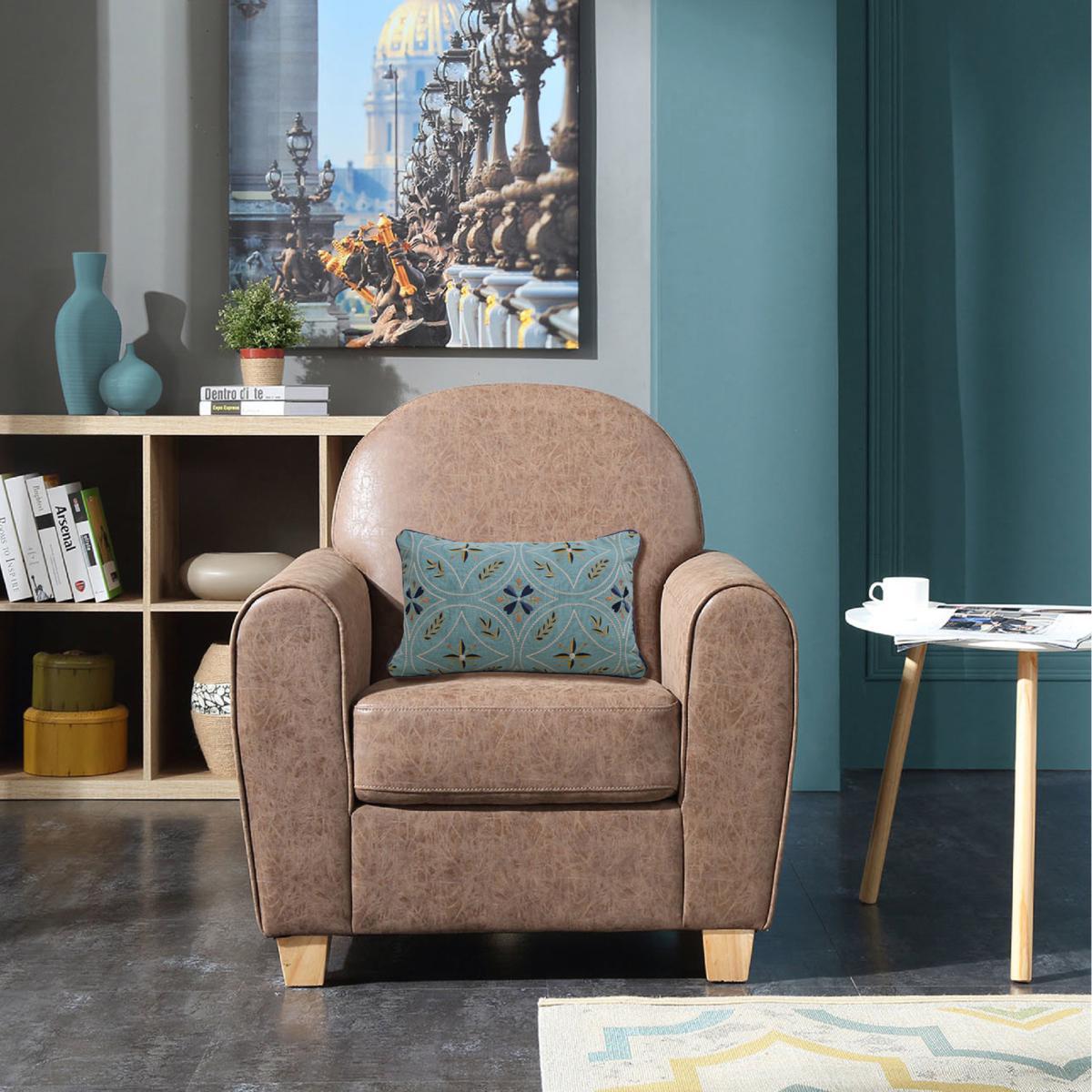 Harewood Cushion Blue, Yellow and Orange – image 6