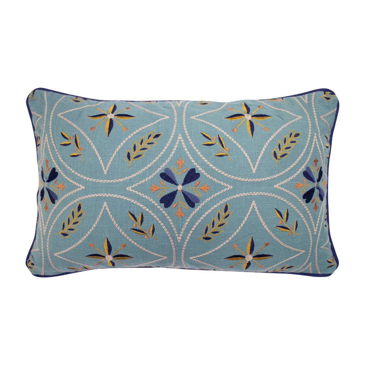 Harewood Cushion Blue, Yellow and Orange – image 1