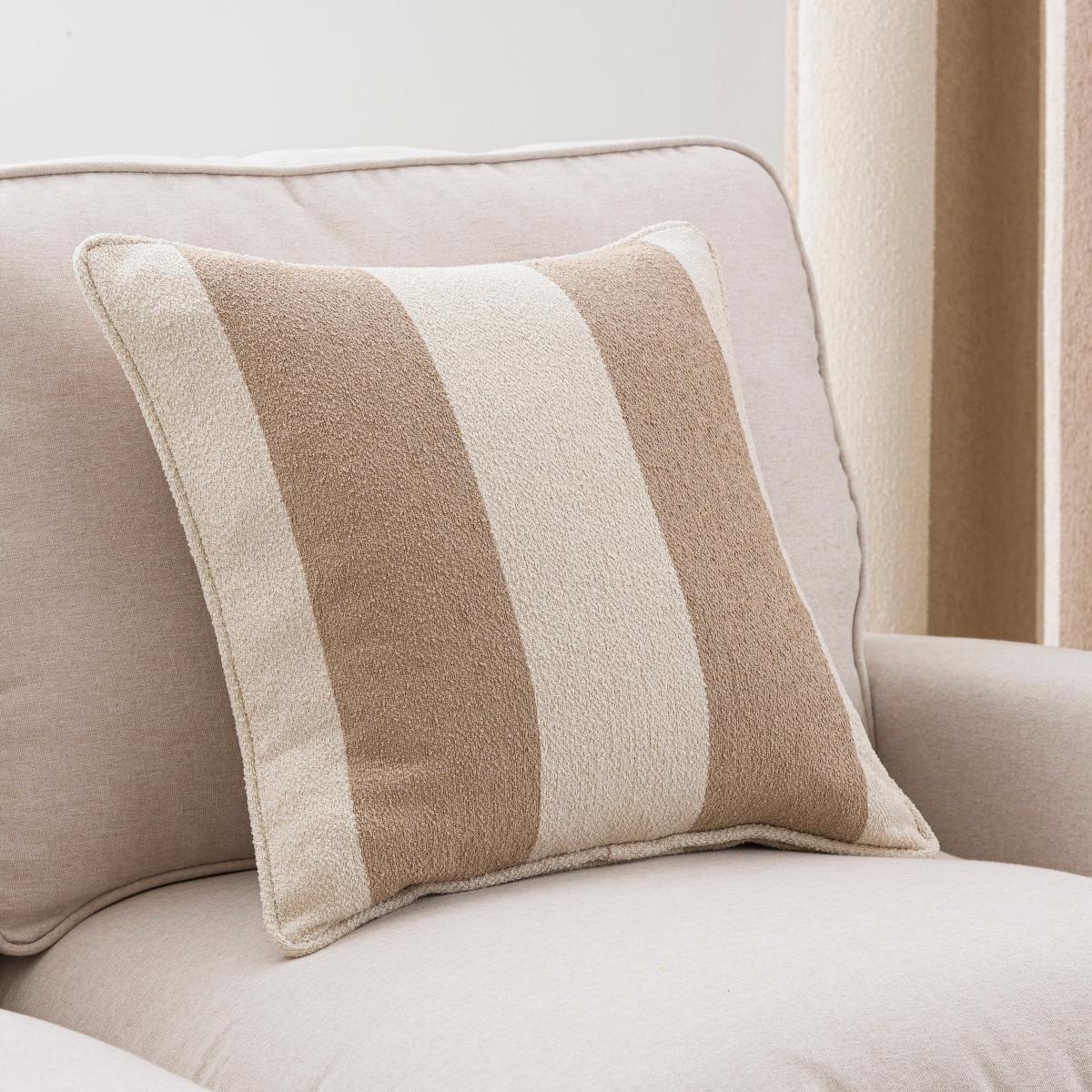 Boucle Stripe Square Cushion Natural – image 2
