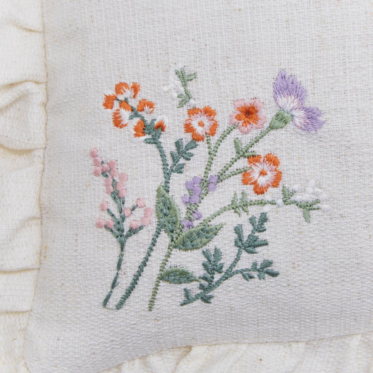 Primrose Floral Ruffle Edge Rectangular Cushion Natural – image 2