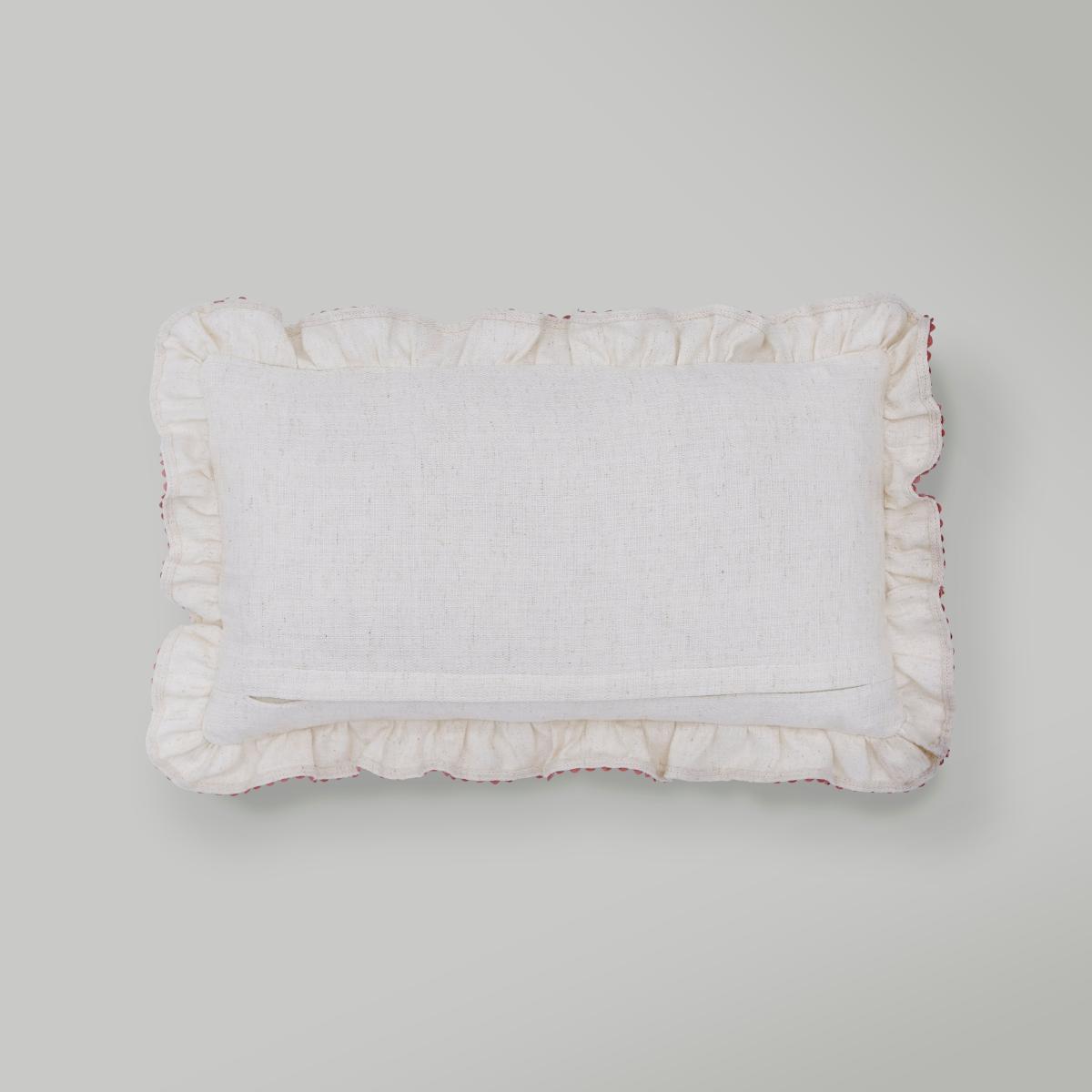 Primrose Floral Ruffle Edge Rectangular Cushion Natural – image 5