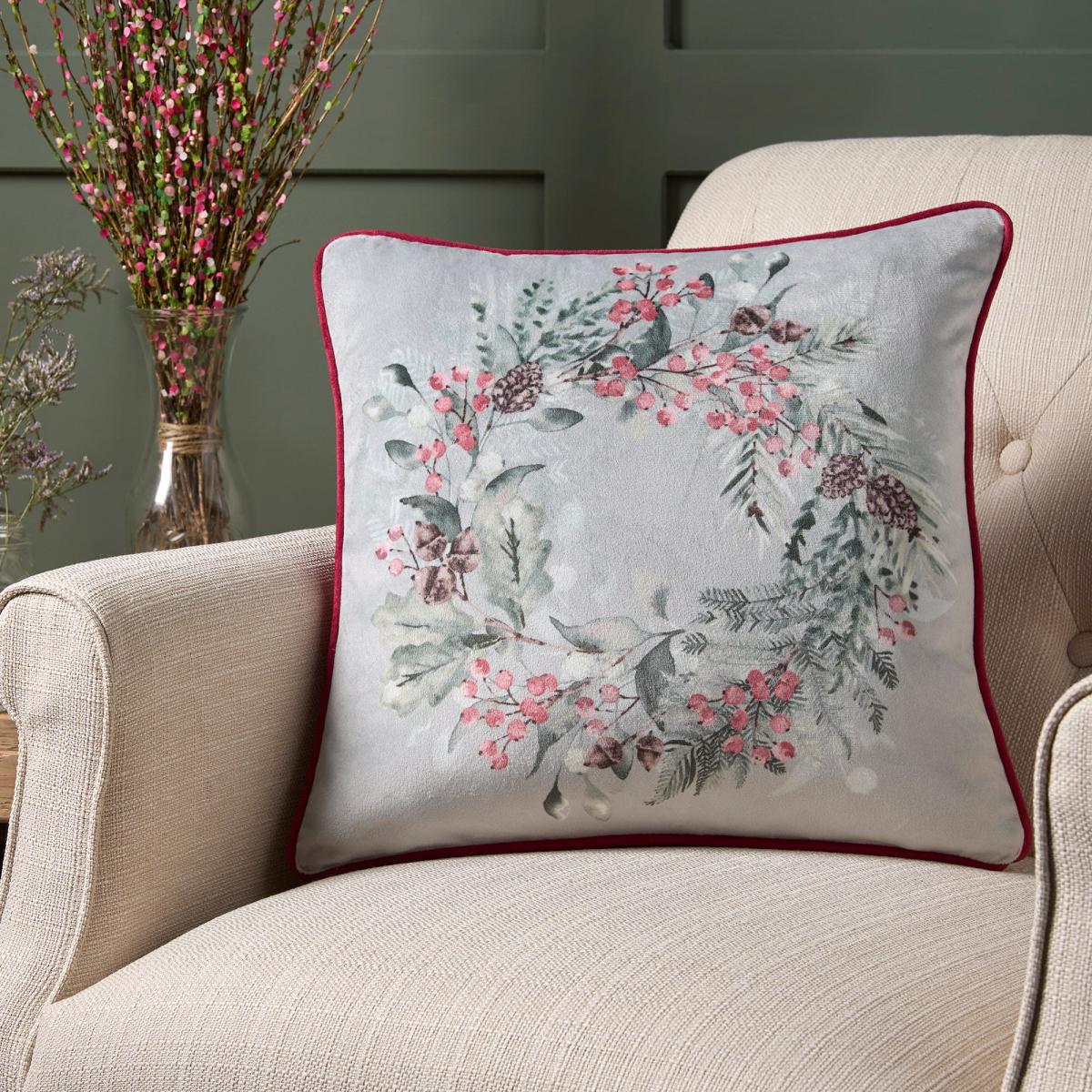 Winter Sprigs Square Cushion – image 1