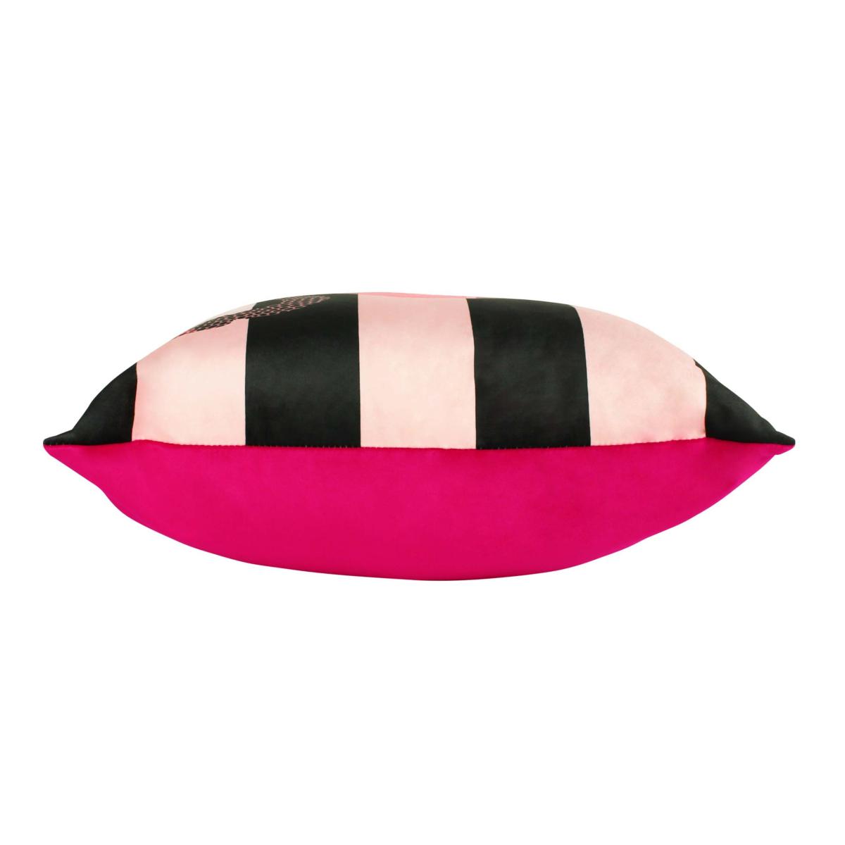 furn. Serpentine Fuschia Square Velvet Cushion Pink/Brown/Black – image 3