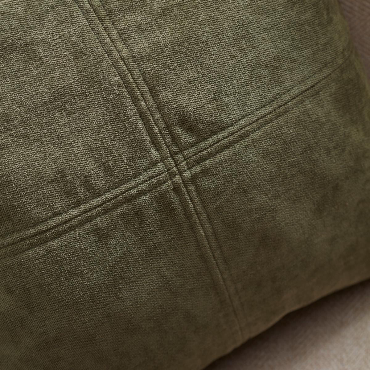 Chenille Patchwork Cushion Olive (Green) – image 6