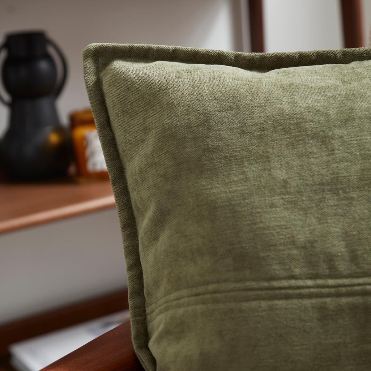 Chenille Patchwork Cushion Olive (Green) – image 7