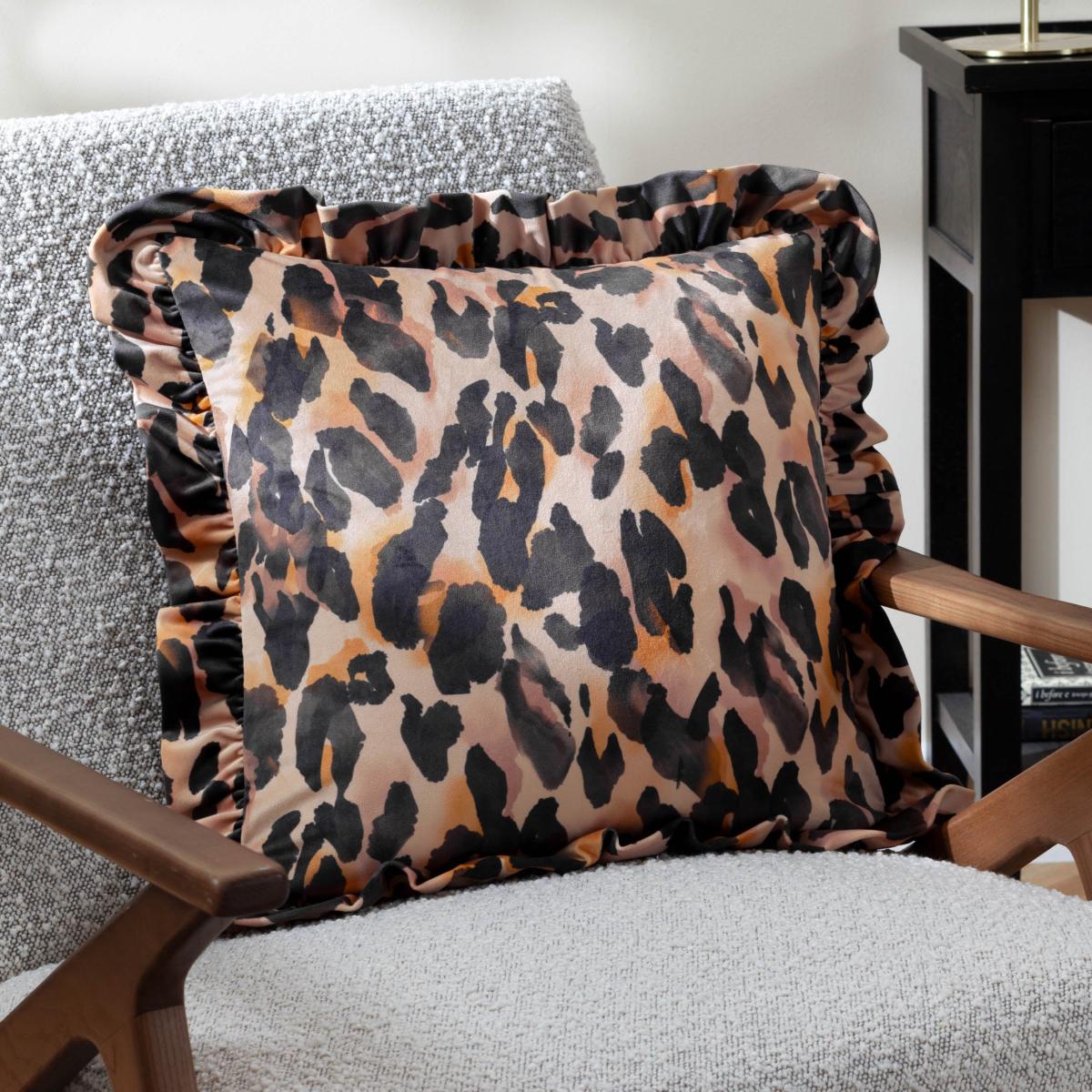 furn Leopard Ruffle Square Cushion – image 1